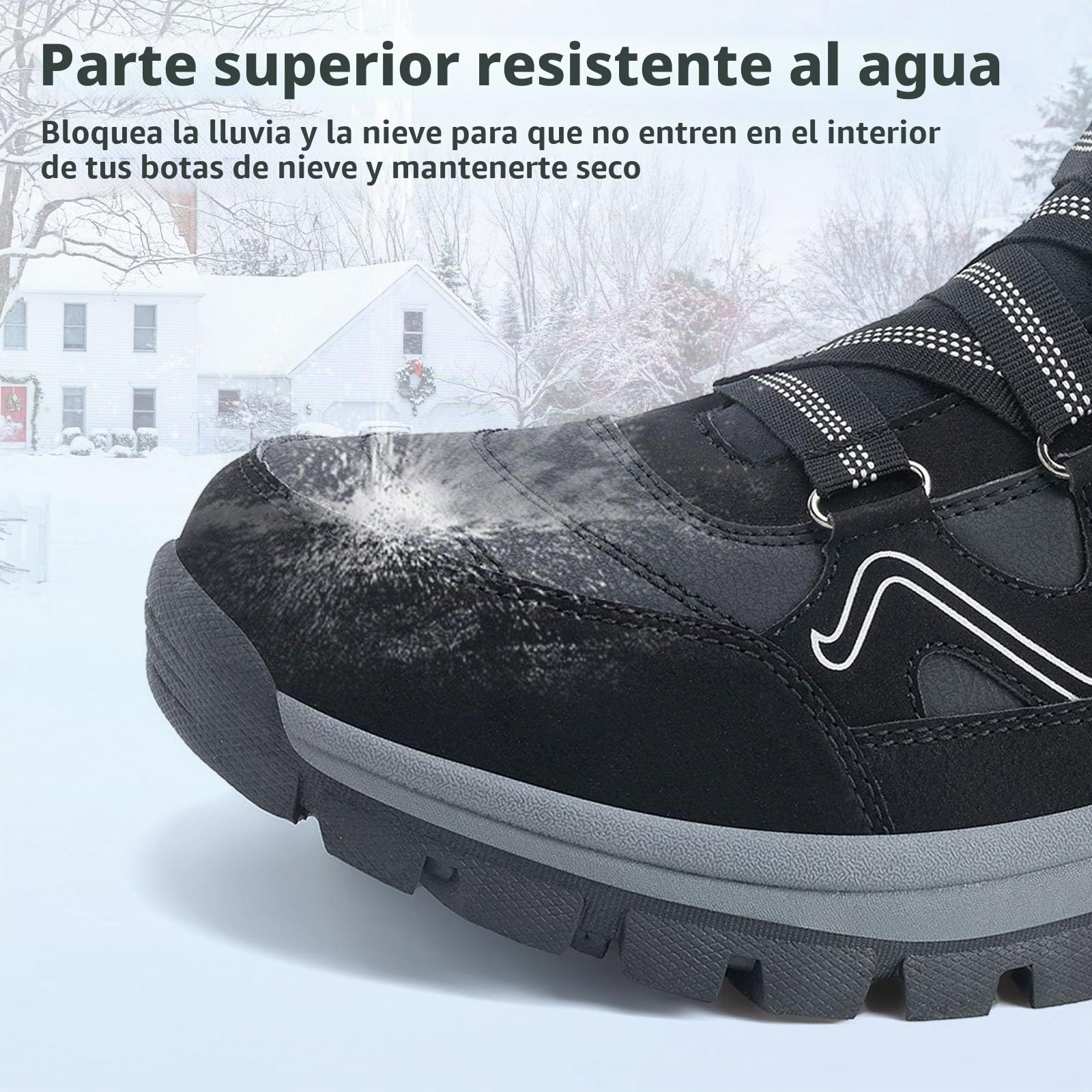Botas de Nieve hombre Invierno Trekking Senderismo Botines hombre Cálidas Piel Forro Zapatos de Senderismo Antideslizantes Zapatos
