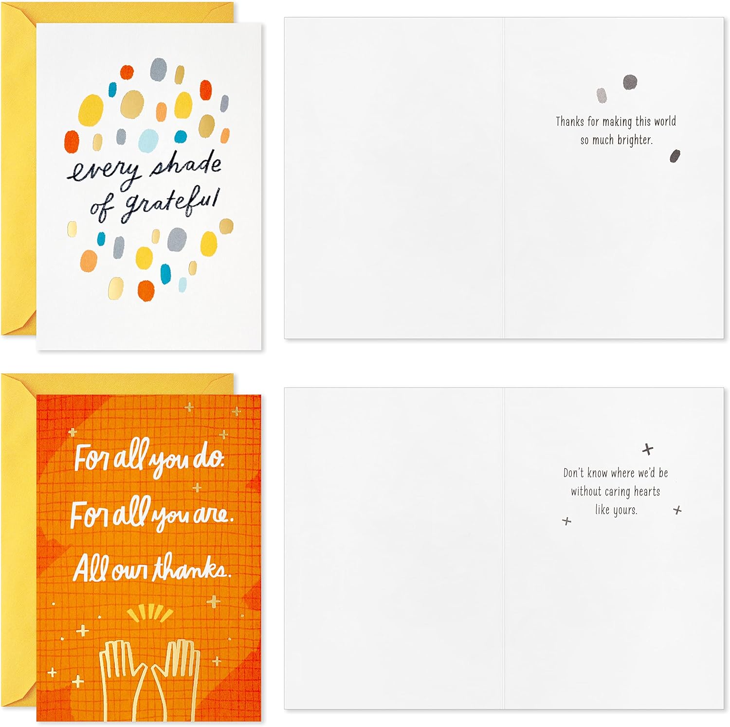 Hallmark Thank You Cards Assortment, Every Shade of Grateful (16 Thank You Notes with Envelopes) for Teacher Appreciation, Caregivers, Graduation - Image 3