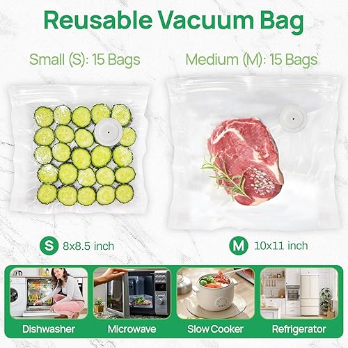 Miniatura 5 de Sellador al vacío, sellador al vacío compacto para conservación de alimentos, máquina selladora portátil inalámbrica de mano para alimentos frescos