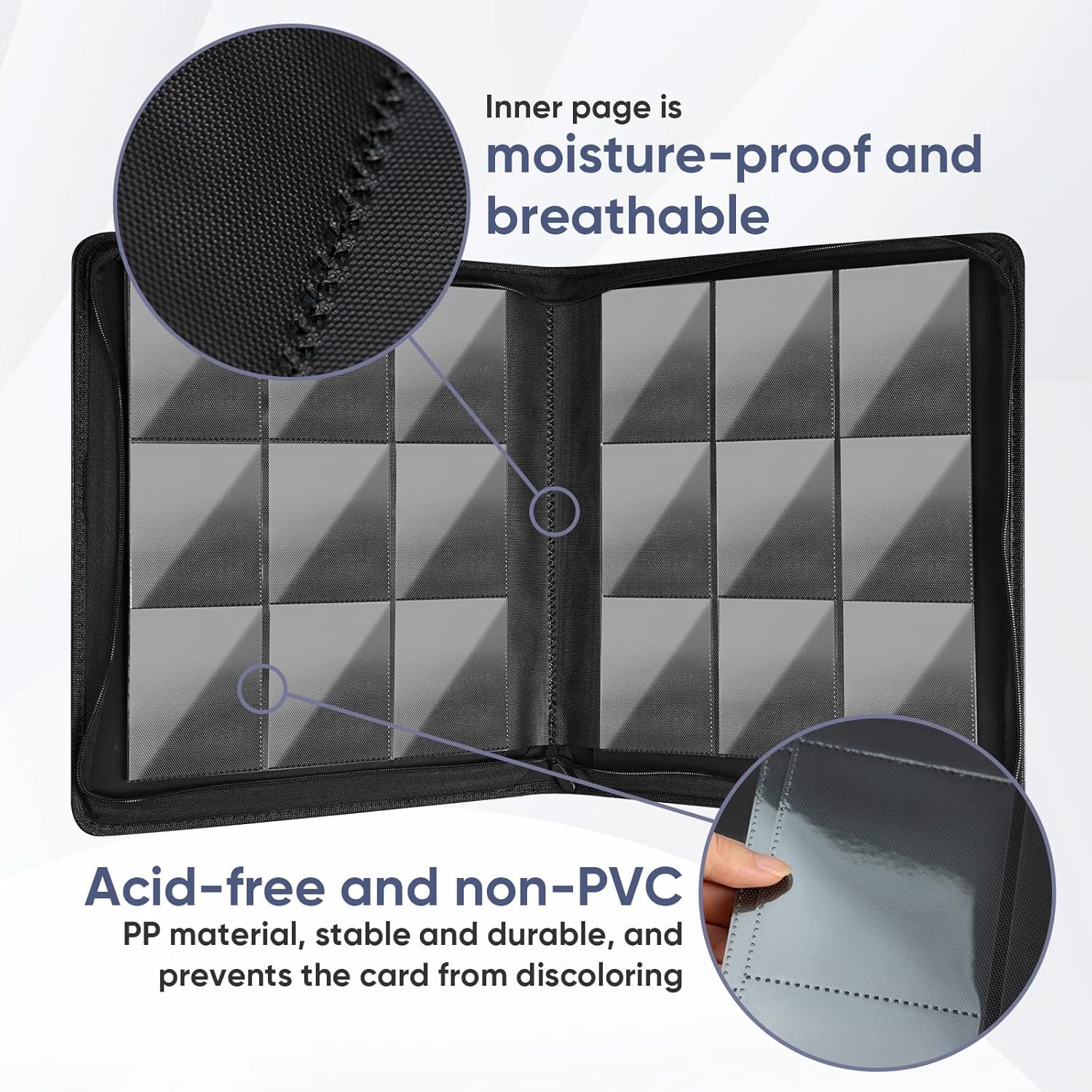 Toploader Binder hold 324 “3 x 4'' Toploaders Top Loader Binder for Sleeved Cards Top Loader Storage for Sports Cards, TCG Cards, Card Holder with Double-Sided Pages, Blue