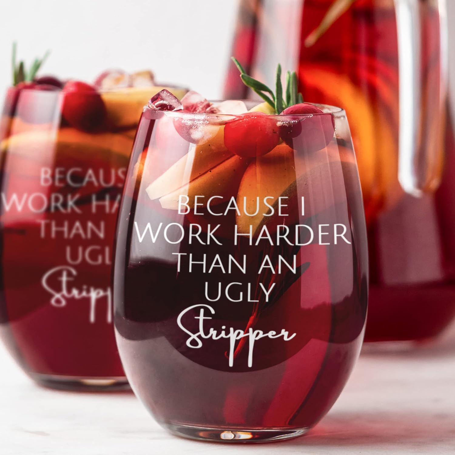 New Product Funny Wine Glass Because I Work Harder Than An Ugly Stripper Stemless Wine Glass Funny Wine Glass Women Men Super Cheap 🛒 Funny Wine Glass Because I Work Harder Than An Ugly Stripper Stemless Wine Glass Funny Wine Glass Women Men