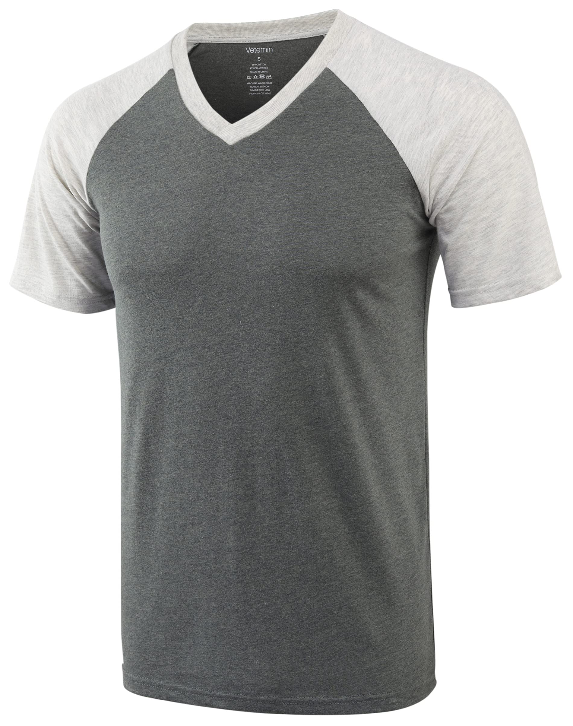 Vetemin Men's Casual Classic Slim Fit Short/Long Sleeve V Neck Workout Baseball Hiking Jersey T Shirts
