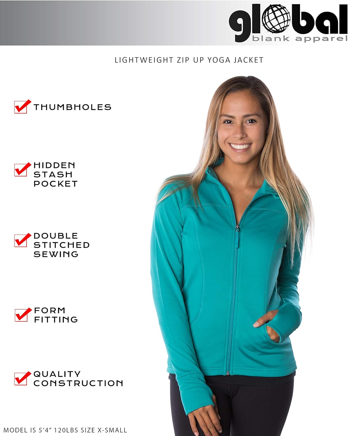 Global Blank Women’s Slim Fit Lightweight Full Zip Up Yoga Workout Jacket at  Women’s Clothing store