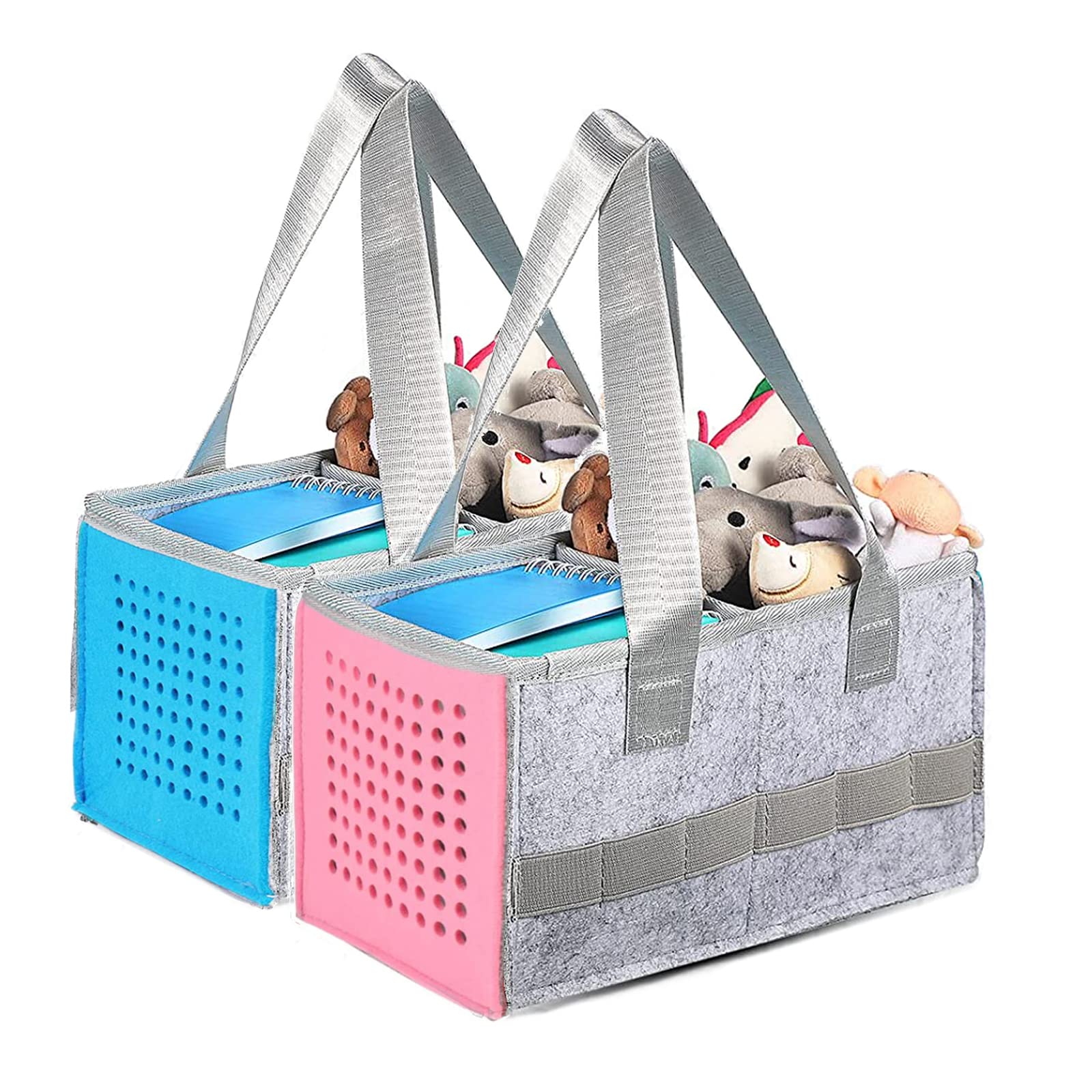 Hounyoln 2 Pack Carry Bag for Toniebox Audio Player Starter Set,Felt Organizer Case for Tonie Starter Set Storage Bag (Blue+Pink)