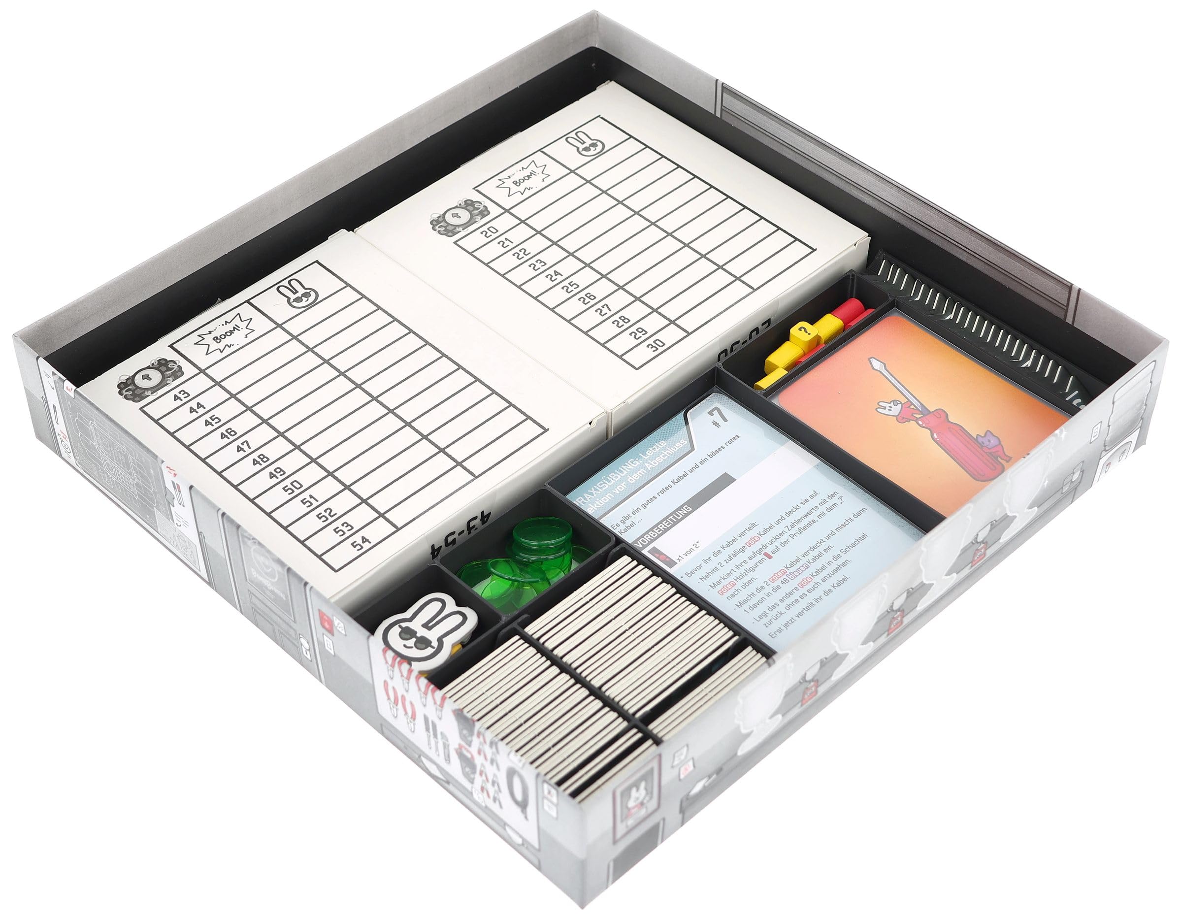 Feldherr Organizer compatibile con Bomb Busters – Insert + aiuto per gioco di base – Supporto intelligente per cavi con meccanismo di ribaltamento – Insert scatola a sorpresa – Tokentrays