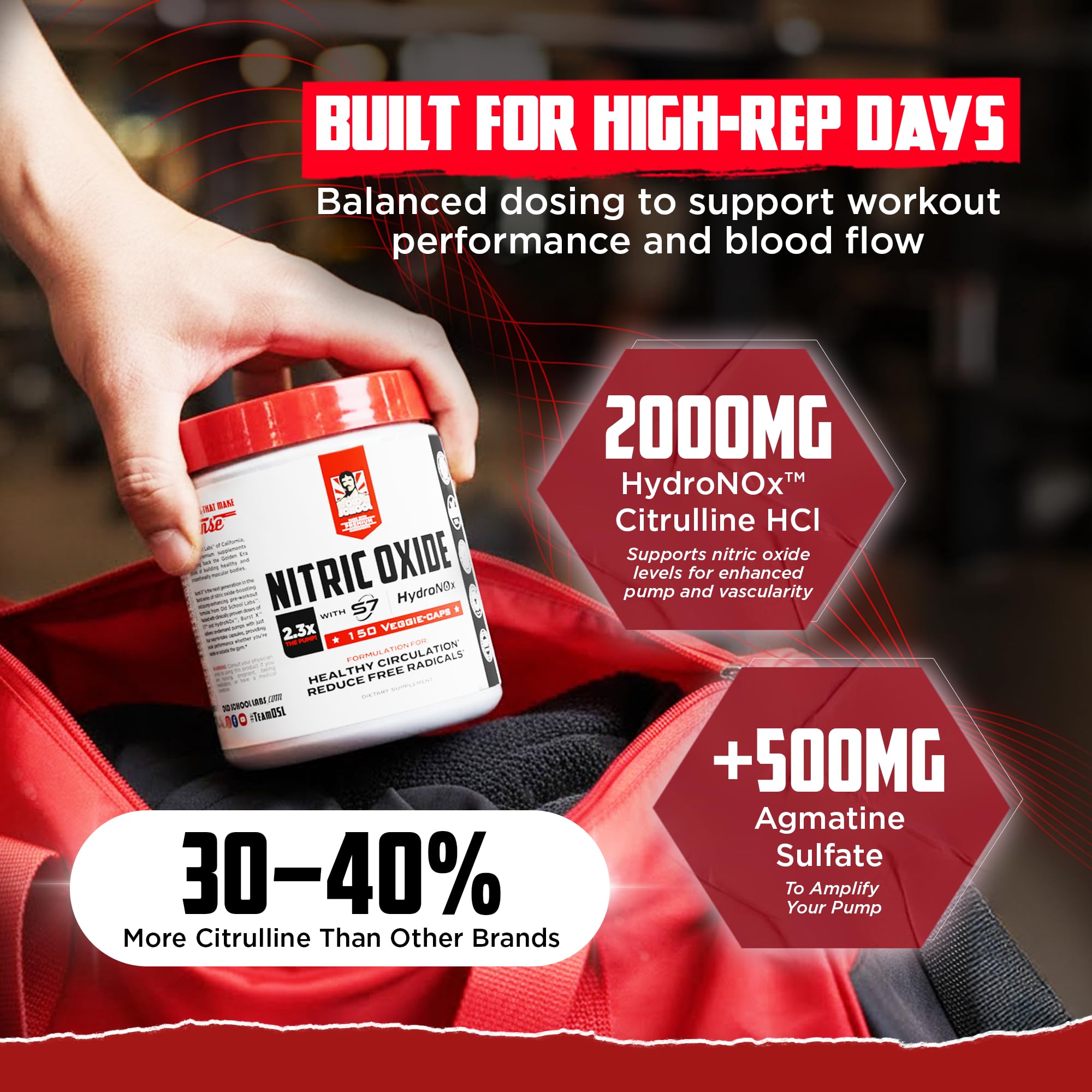 Old School Labs Nitric Oxide Booster for Circulation & Muscle Pump, 150Caps — Amazon image 3