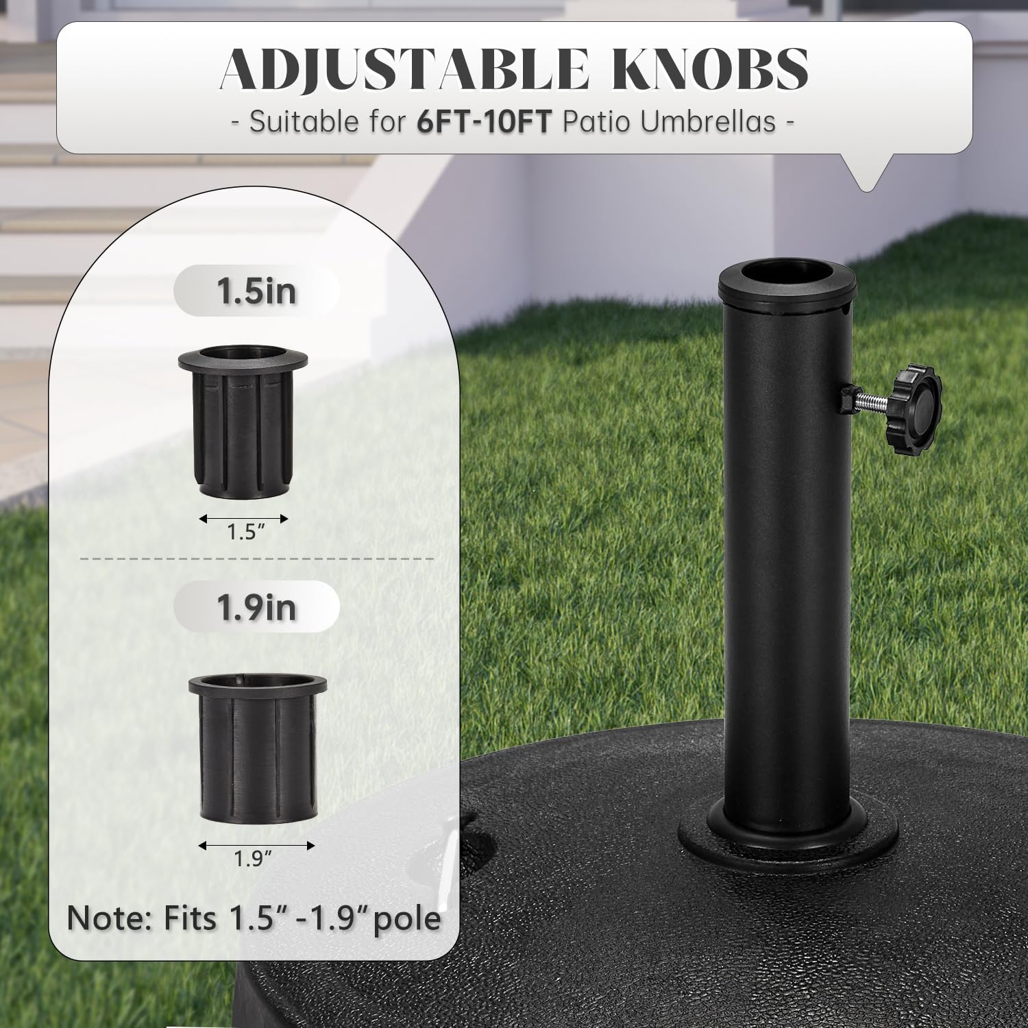 EROMMY 52LBS Umbrella Base, Umbrella Stand with Brakeable Wheels, Patio Umbrella Base Heavy Duty for Outdoor 1.5''~1.89'' Market Umbrella, Resin Umbrella Holder for Patio Deck Porch Poolside (Grey)
