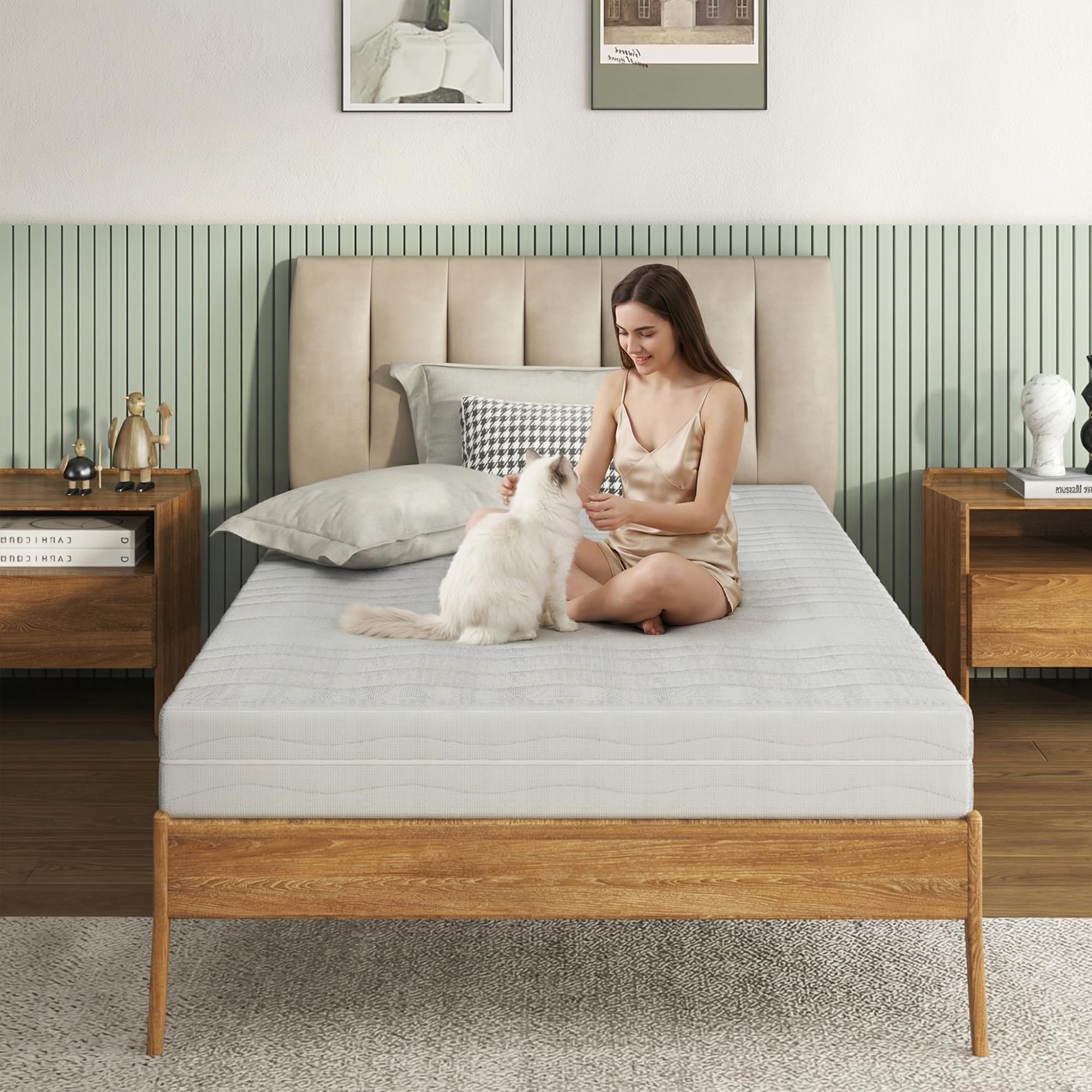 Materasso in Schiuma con Tessuto 3D, Ergonomico, Bianco, 90x200x18 cm