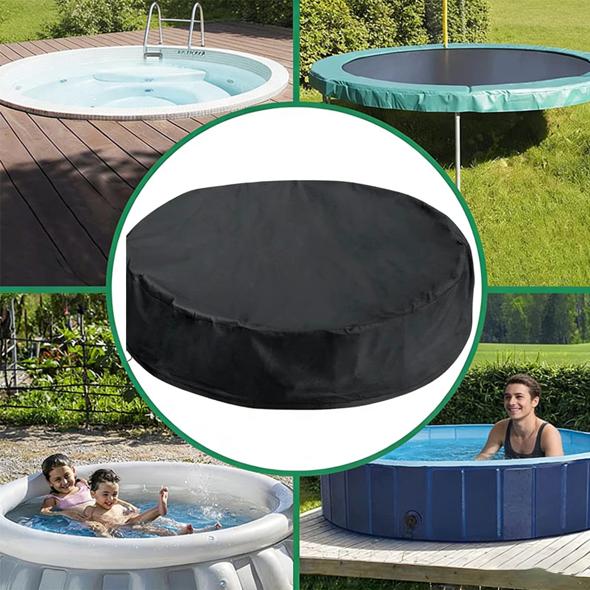 Rotonda Copertura per Piscina da Esterno,Copertura Mobili da Giardino Circolare Impermeabile e Antipolvere 420D Oxford Pieghevole all'aperto con Coulisse,Copertura Vasche Gonfiabili,Blu,144"/366cm