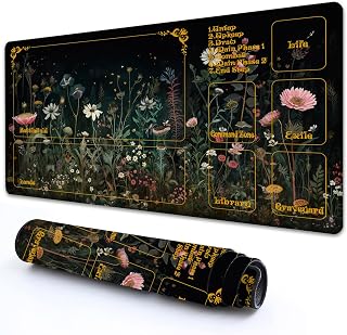 for MTG Playmat with Zones 24" x 14" with High Elastic Rubber Base Non-Slip Rubber Sole HD Printing for MTG Mat Magic Card Playmats Mouse Pad, Wild Flower and Grass