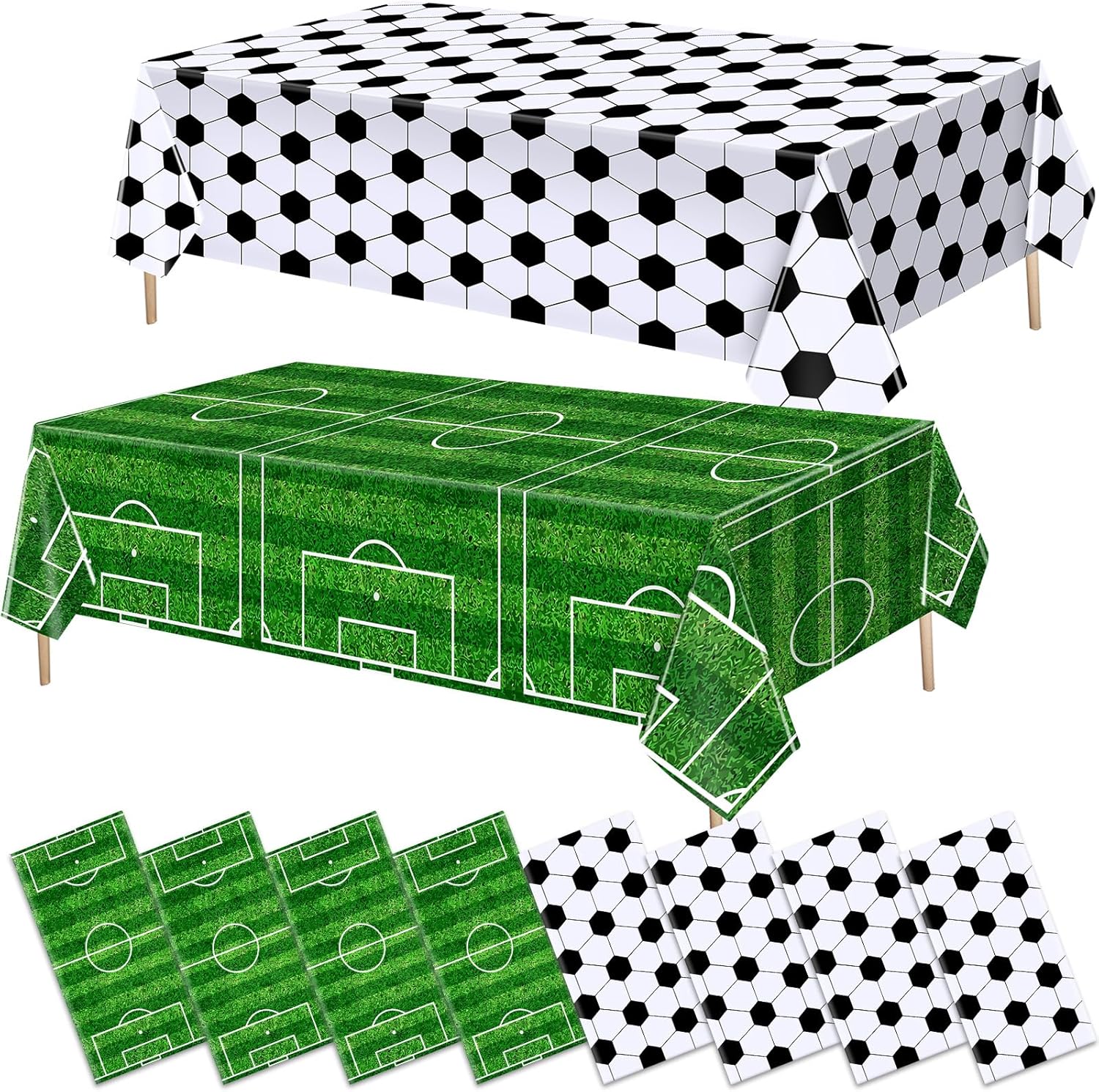 Mixweer 8 Pcs Soccer Plastic Tablecloth Party Decorations 54 x 108 Inch Disposable Plastic Table Cover for Soccer Birthday Party Decorations