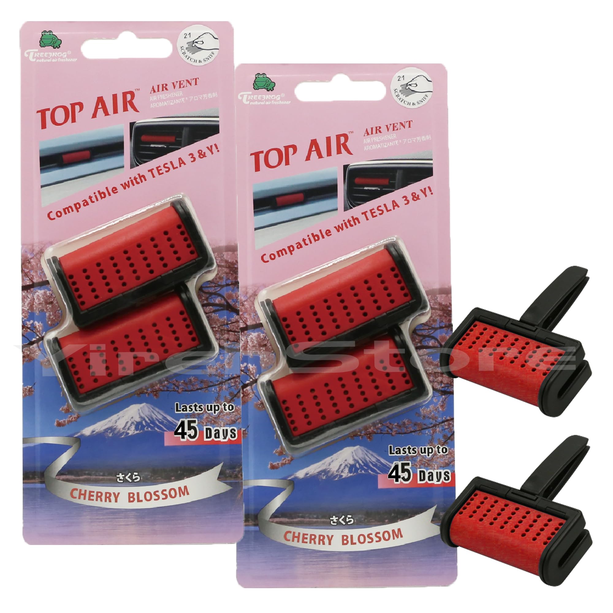 YirehStore Treefrog Top Air Vent Car Freshener 2-Pack, Cherry Blossom Scent fits for Tesla Model 3 & Y, Elegant, Last Long and Strong Odor Eliminator