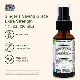 Herbs Etc. Singer\'s Saving Grace Extra Strength - Herbal Remedy Spray Aids Throat Comfort & Health - Soothing Hydrating Throat Support - Throat Relief Spray with Licorice - 1 fl oz (About 75 Serving)