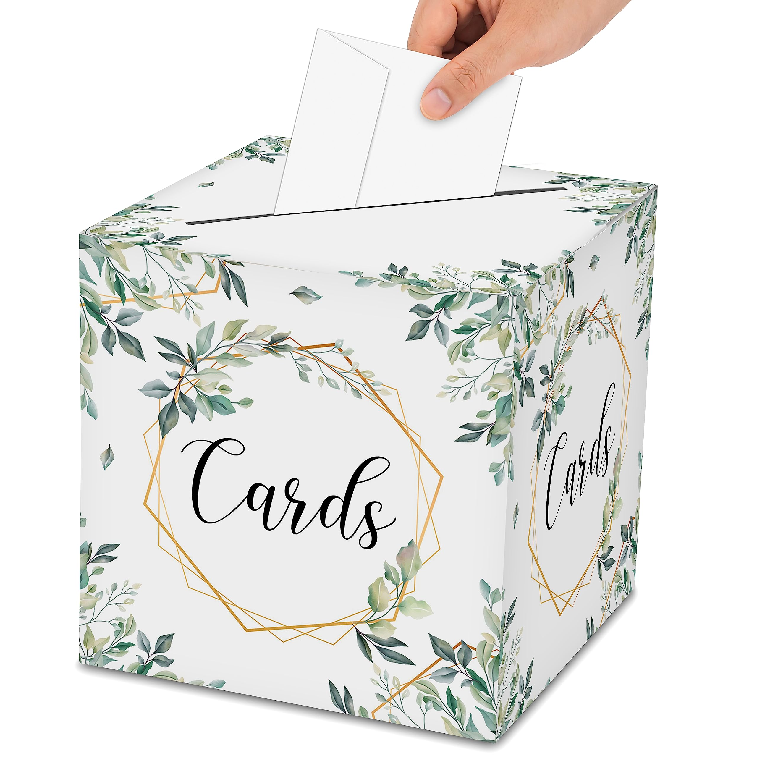 AWSICE Geometric Greenery Card Box – 1 Set Card Receiving Box for Gift Envelope Money – Wedding Bridal Baby Shower Birthday Graduation Party Supplies