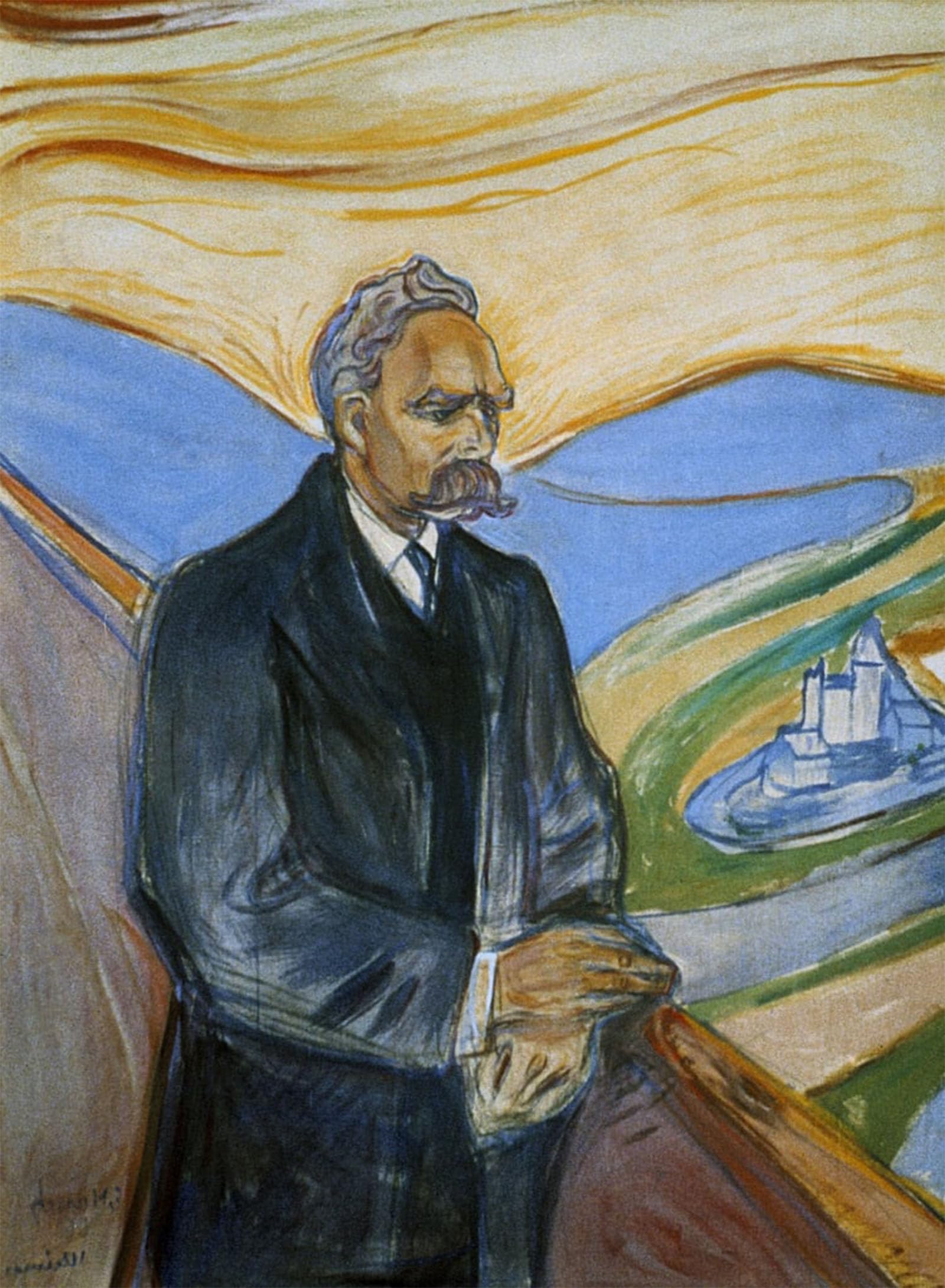 Artxlxxbn No Frame Famous Painting Art Wall Decor Abstract Art Picture Friedrich Nietzsche By Edvard Munch Animal Pictures For Home Decor 60X90cm
