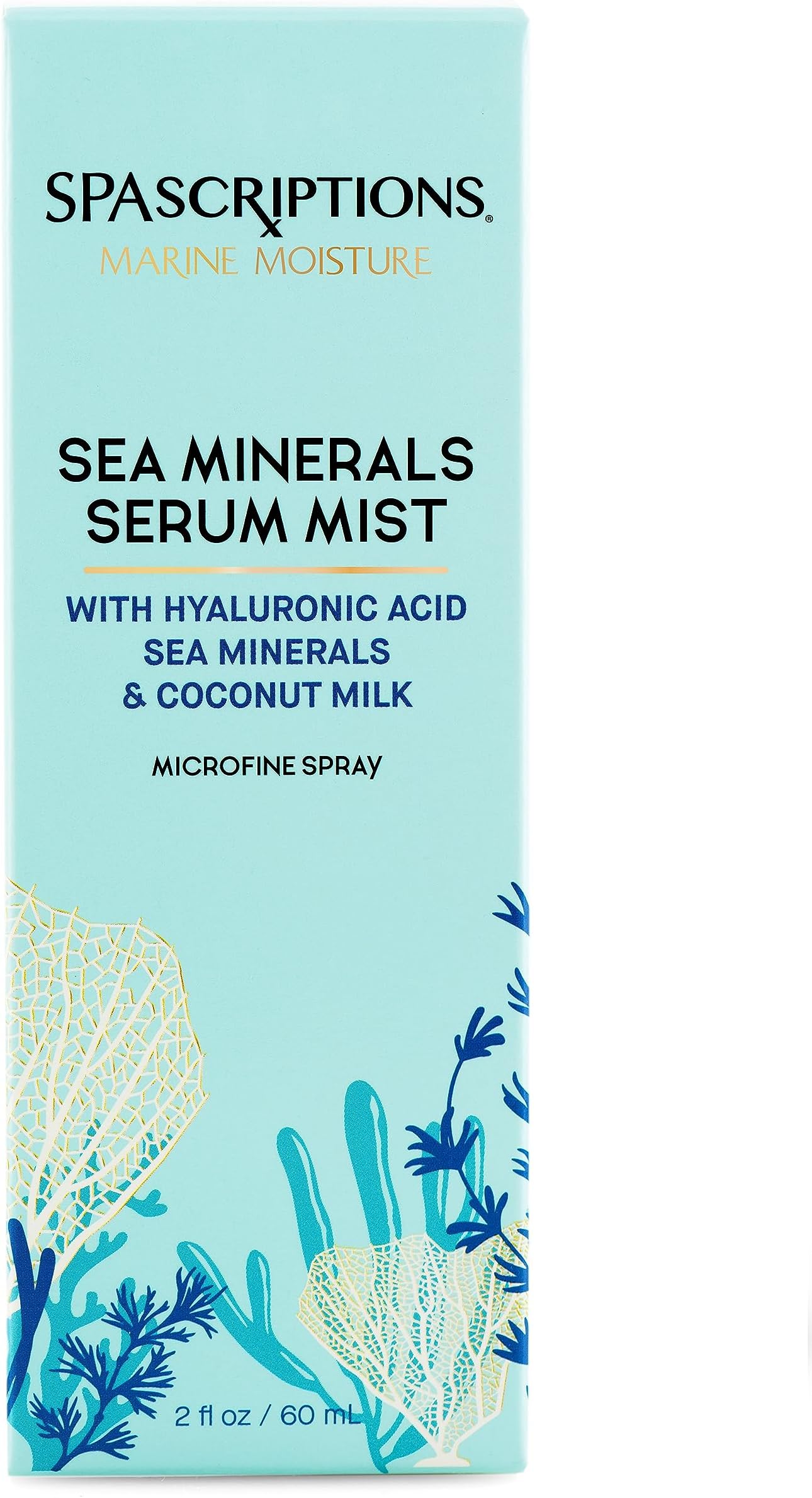 SpaScriptionsMarine Moisture Sea Minerals Serum Mist, Hydrating Face Mist, Facial Spray with Hyaluronic Acid, Hydrate and Soothe Skin, Cruelty Free, 2 oz