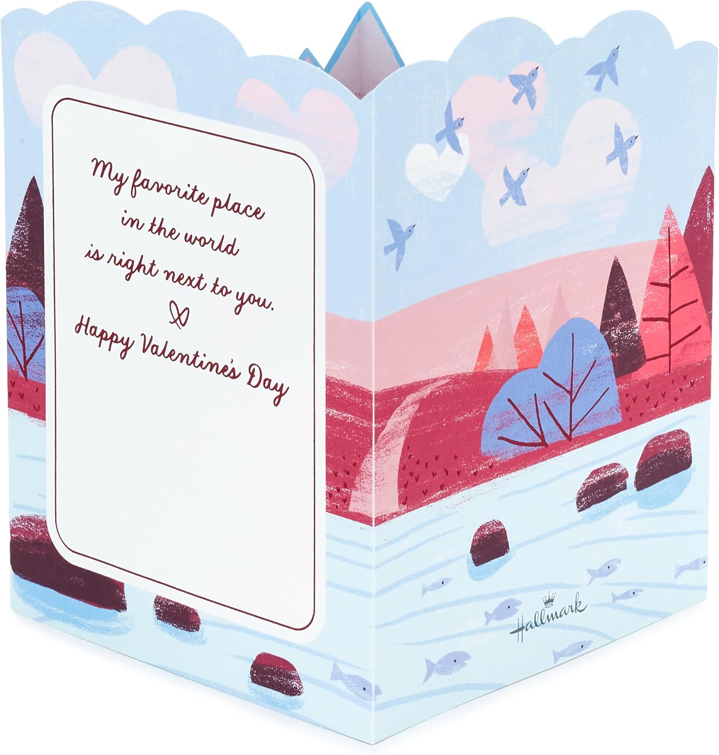 Hallmark Valentines Day Pop Up Card (Mountain Lake) Paper Wonder 3D Card for Husband, Wife, Boyfriend, Girlfriend - Image 3