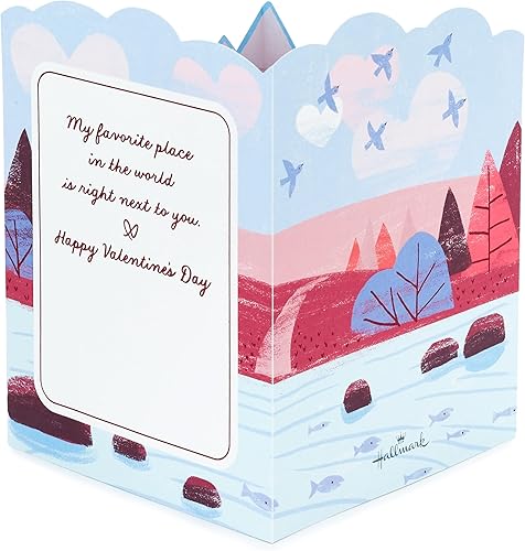 Miniatura 3 de Hallmark Tarjeta desplegable para el día de San Valentín (Mountain Lake) Tarjeta 3D de papel maravilloso para marido, esposa, novio, novia