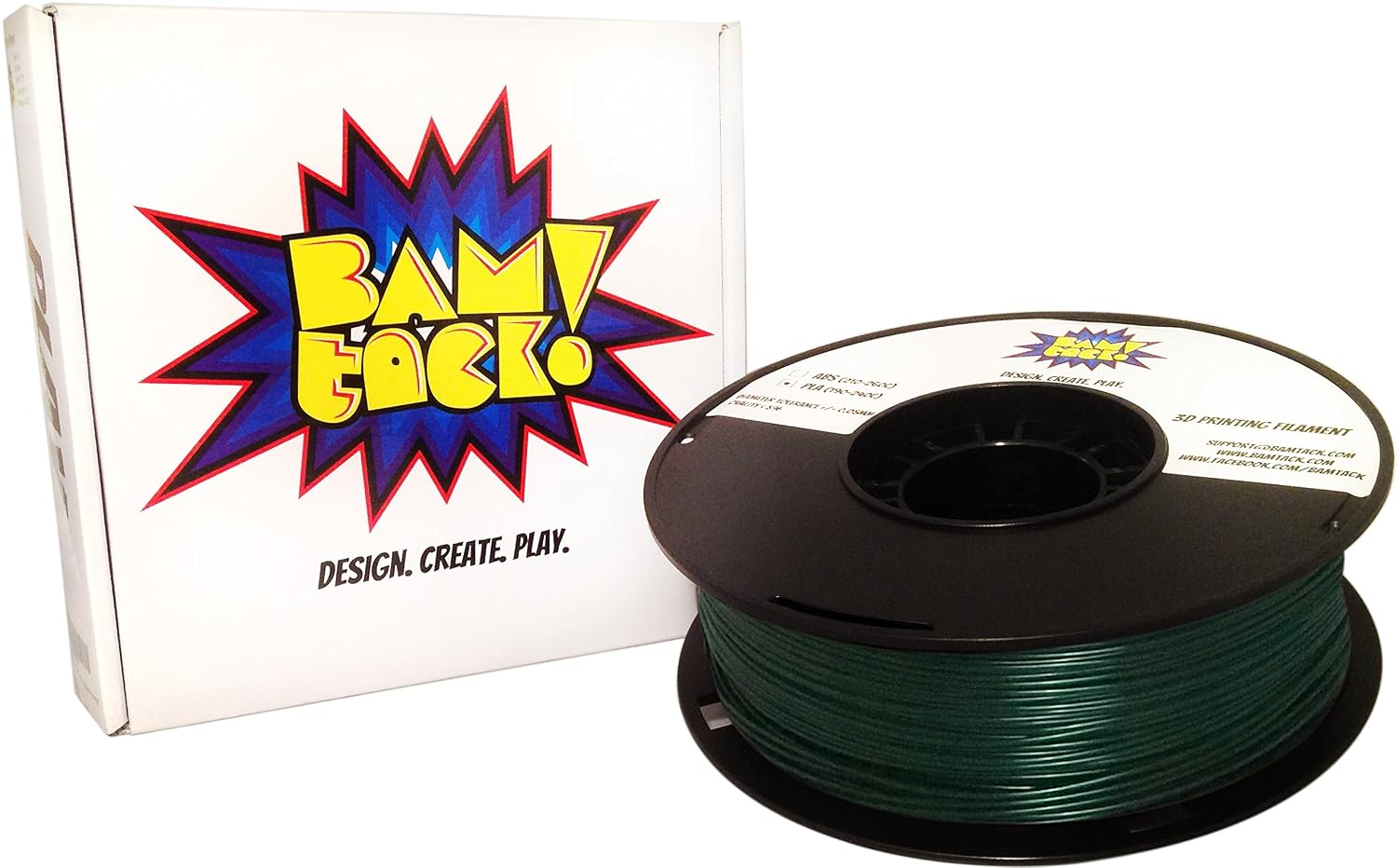 BAMtack! 1.75mm Christmas Green PLA 3D Printer Filament - 1kg (2.2 lbs) +/- 0.03mm Accuracy