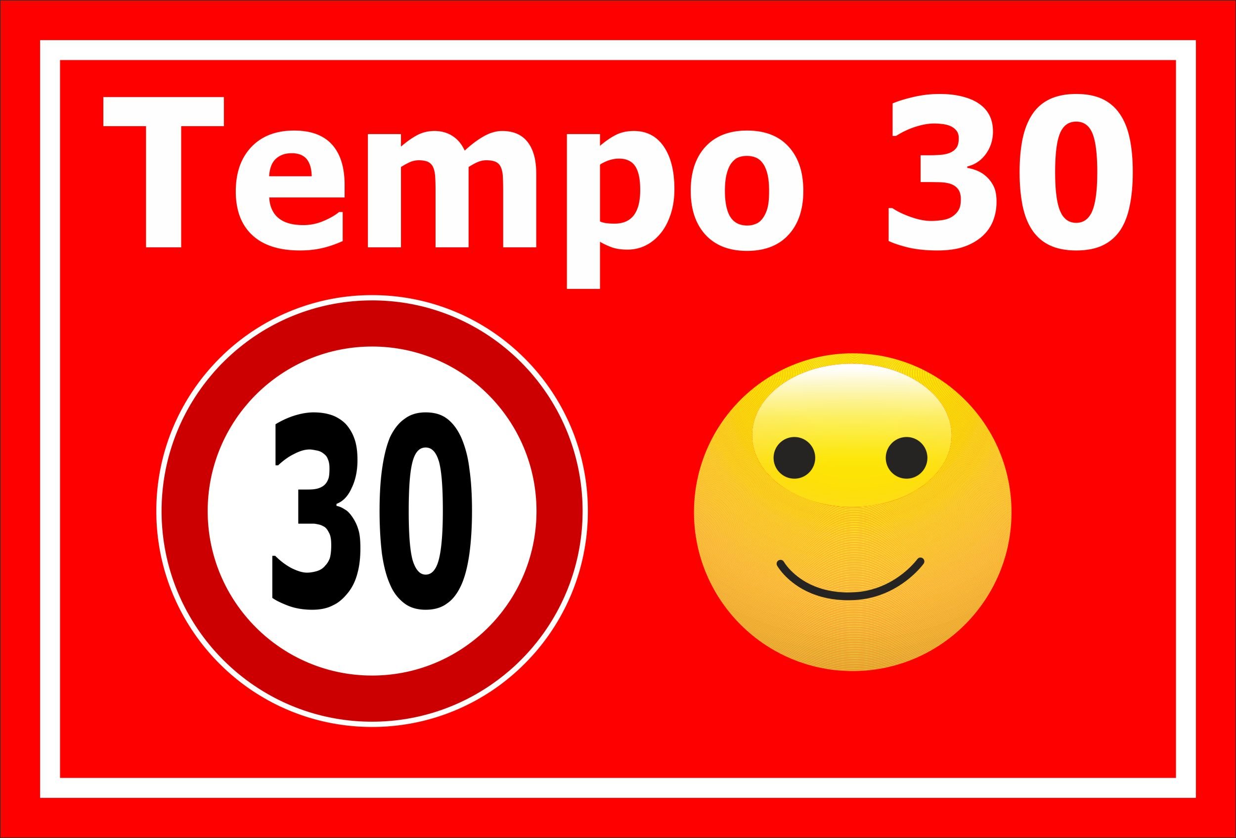Schild Tempo 30 km/h maximal – 60x40 cm – 3mm Aluverbund – Bohrlöcher – mehrere Größen/Materialien
