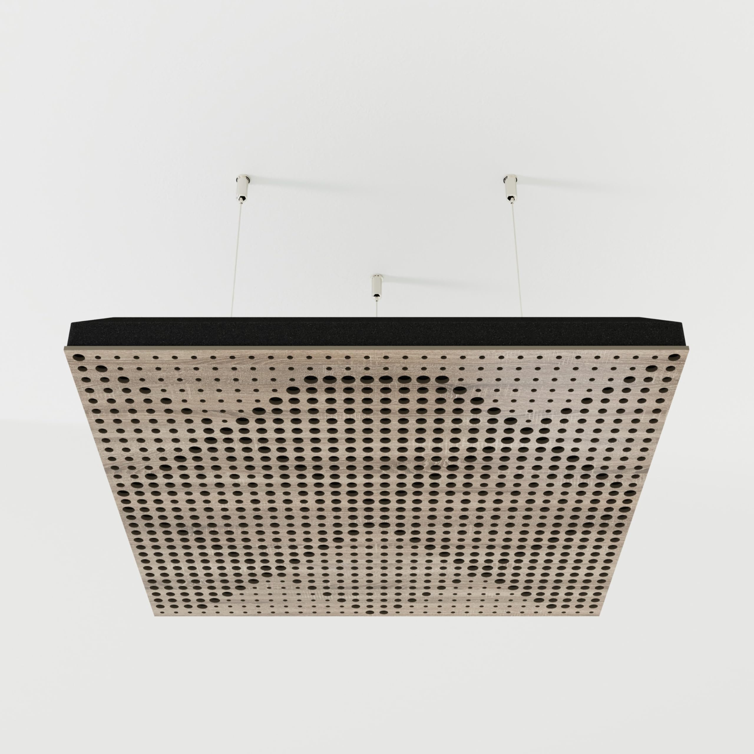 Sufitowy akustyczny panel dyfuzyjny pochłaniający dźwięk z aksamitną tkaniną i zestawem montażowym, 50 x 50 x 5 cm, panel akustyczny | domowa obróbka akustyczna [WILDS - Sonoma | czarny]