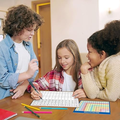 Miniatura 5 de SCRIBBLEDO Tabla de multiplicación de borrado en seco, pizarra blanca de 11 x 14 pulgadas, mesa de multiplicación de doble cara, tabla de tiempos de