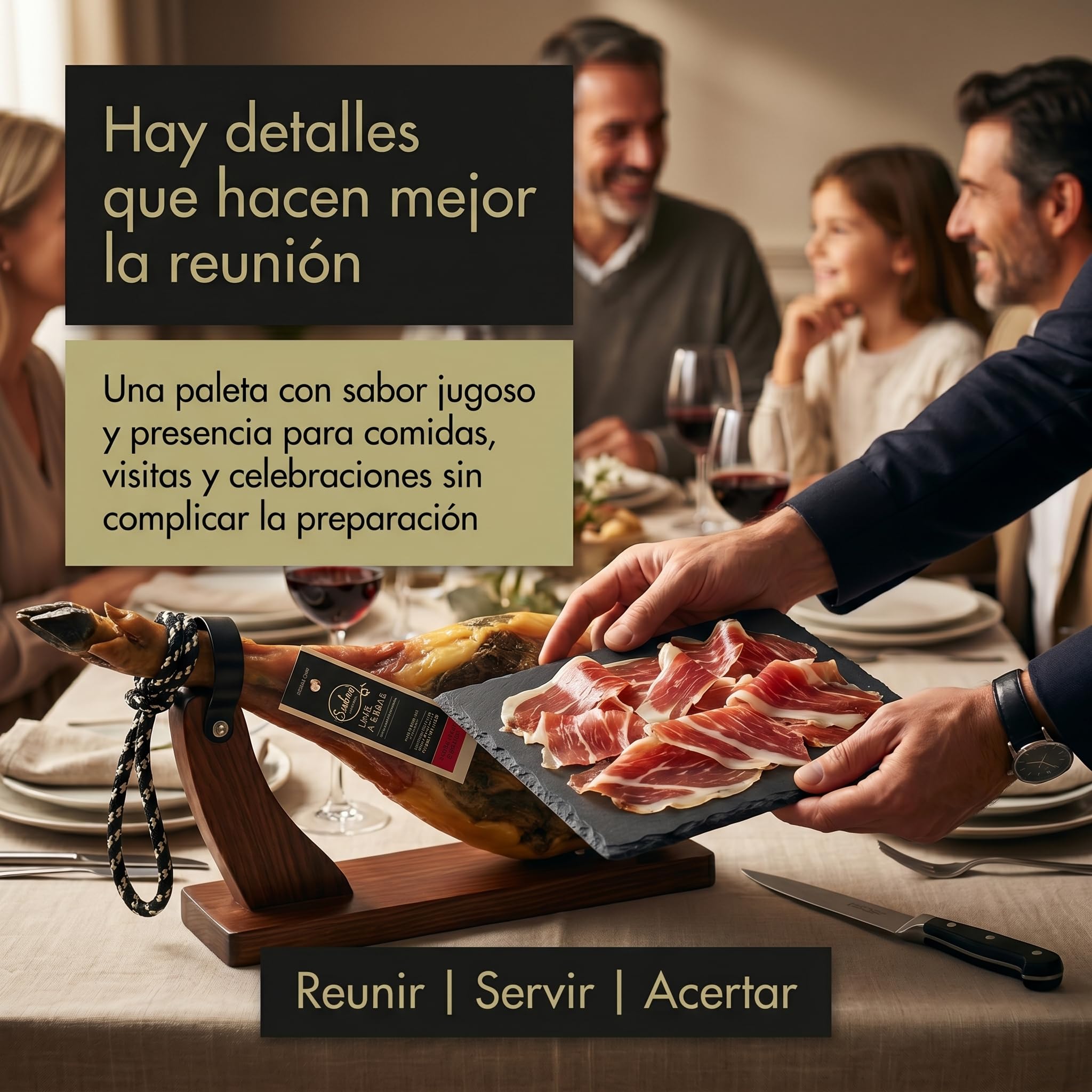 Paleta Duroc 100% Gran Seleccion Curada Pieza Entera 6 kg Paletilla | Peso 5,5 a 6 kilos, secadero natural y bodega, sin gluten, sin lactosa y sin colorantes; para tapas, tablas y regalo gourmet