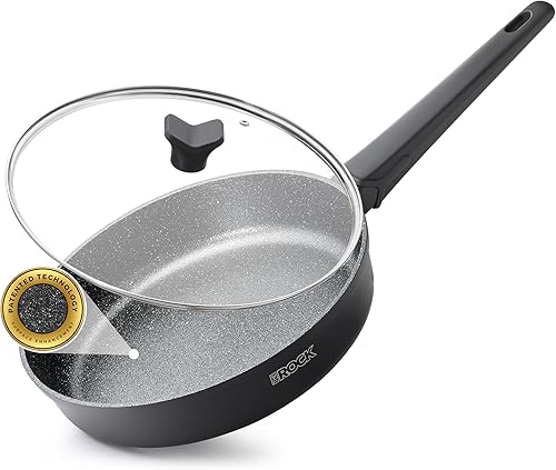 THE ROCK SOHO - Sartén antiadherente de 8 pulgadas con tapa, nada se pega, nunca se deforman, dura más tiempo, sartén saludable con mango resistente