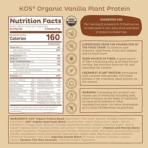 Miniatura 9 de KOS Polvo de proteínas orgánicas a base de plantas mezcla de proteínas veganas