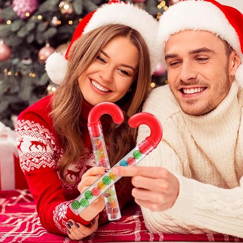 Miniatura 5 de 24 tubos grandes de plástico transparente para bastón de caramelo de Navidad con decoración roja, suministros para fiestas de Navidad, rellenos de