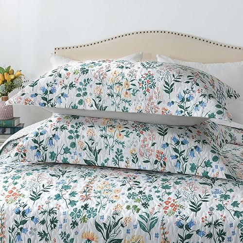 Miniatura 212 de Travan - Juego de edredón de 3 piezas reversible y ligero, ropa de cama con fundas de almohada para todas las estaciones, estampado floral marrón