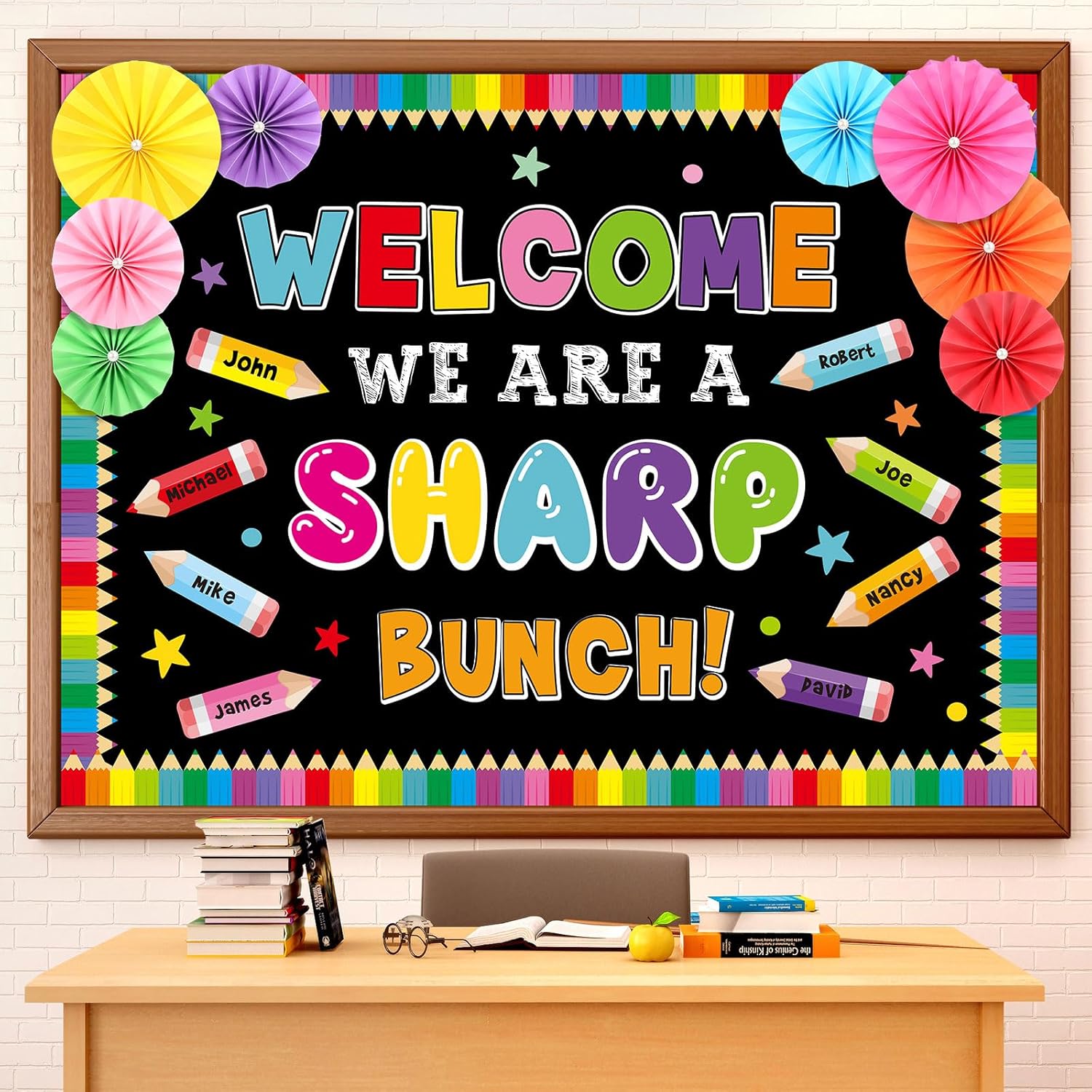 3D Pencil Welcome Back to School Bulletin Board Decorations Set for Classroom Cutouts — Back to School Colorful Paint Theme Bulletin Board Borders Letters, Kindergarten Preschool Classroom Decor