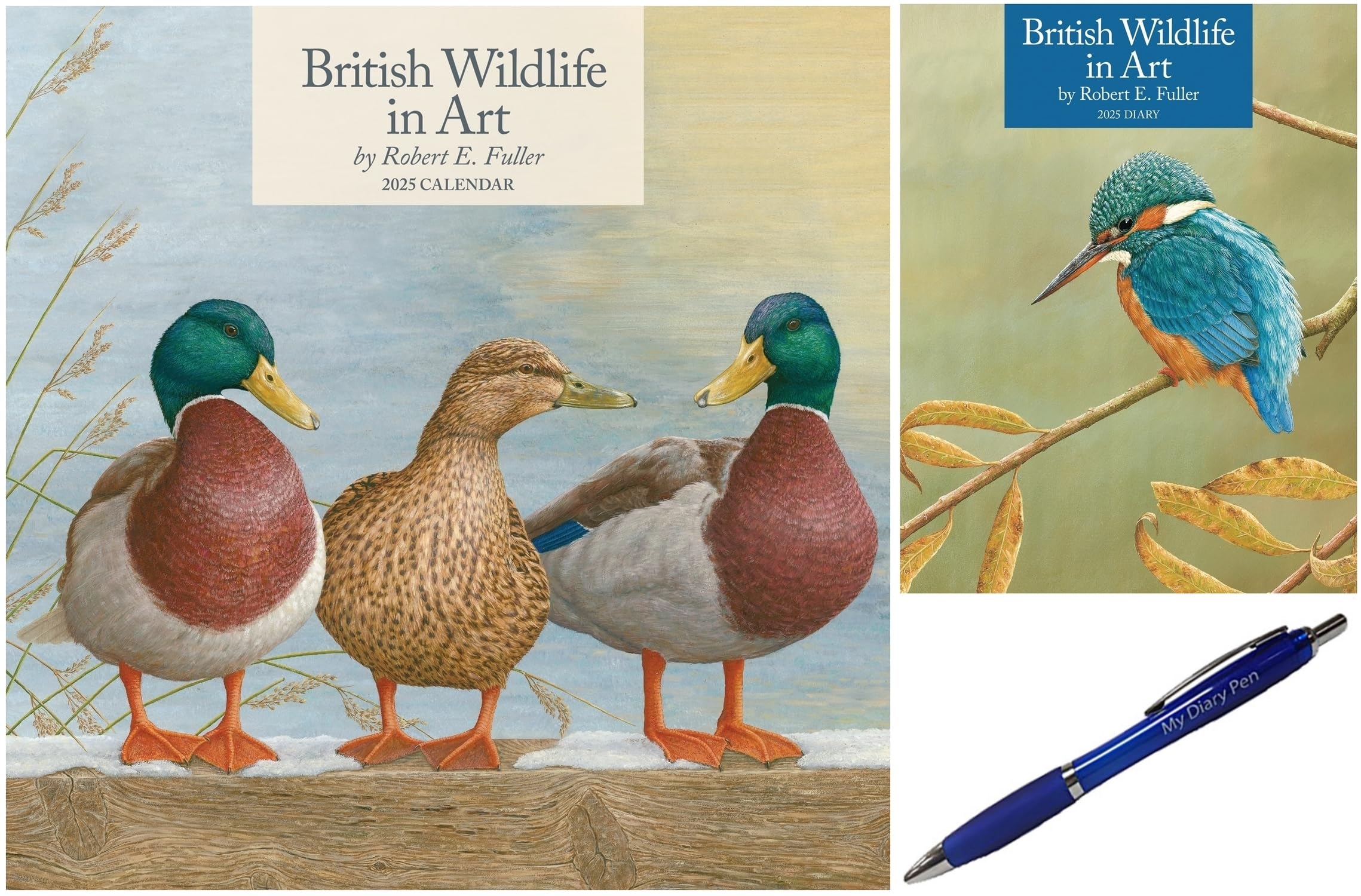 British Wildlife In Art By Robert Fuller Wall Calendar 2025 with A5 Diary 2025 + Exclusive Diary Pen