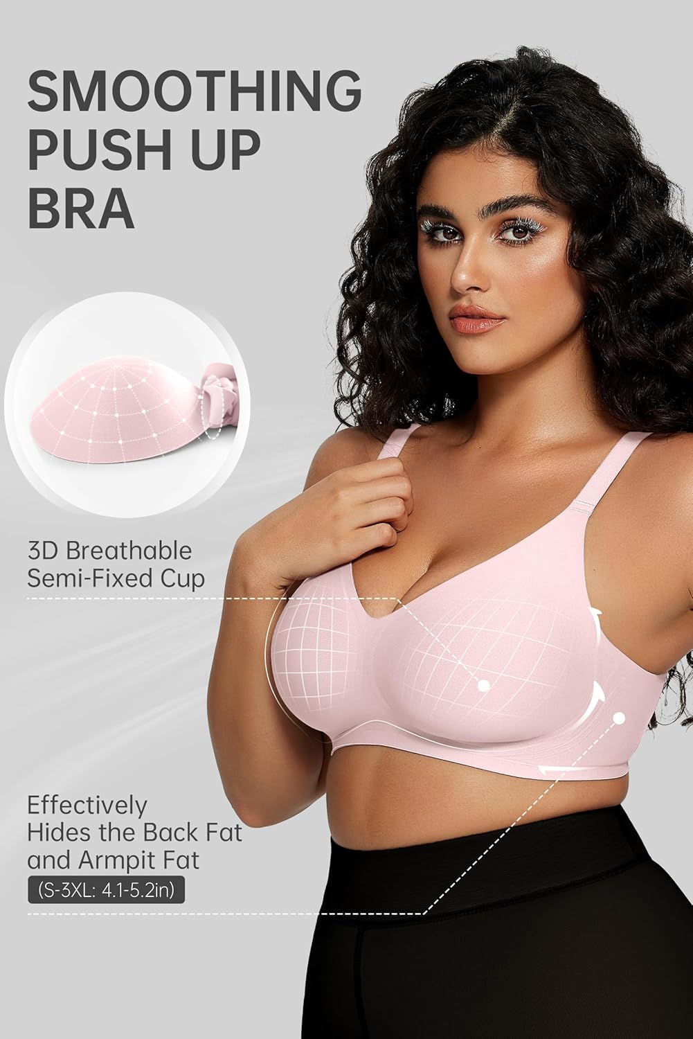 OEAK Women Comfortable Push Up Bras Wireless Seamless Full Coverage Bralette Buttery Soft Everyday Tshirt Bra Convertible Bra - Image 4
