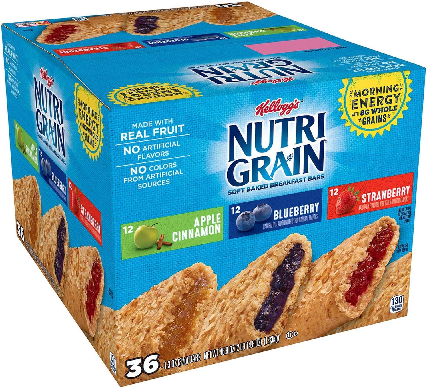 Nutri-Grain-Kellogg's Cereal Bars Variety Pack, 37g (1.3 Oz) Each, 36Count
