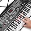61-Key Electronic Keyboard Portable Digital Music Piano with Lighted Keys, H-Stand, Stool, Headphones, Microphone, Sticker Set