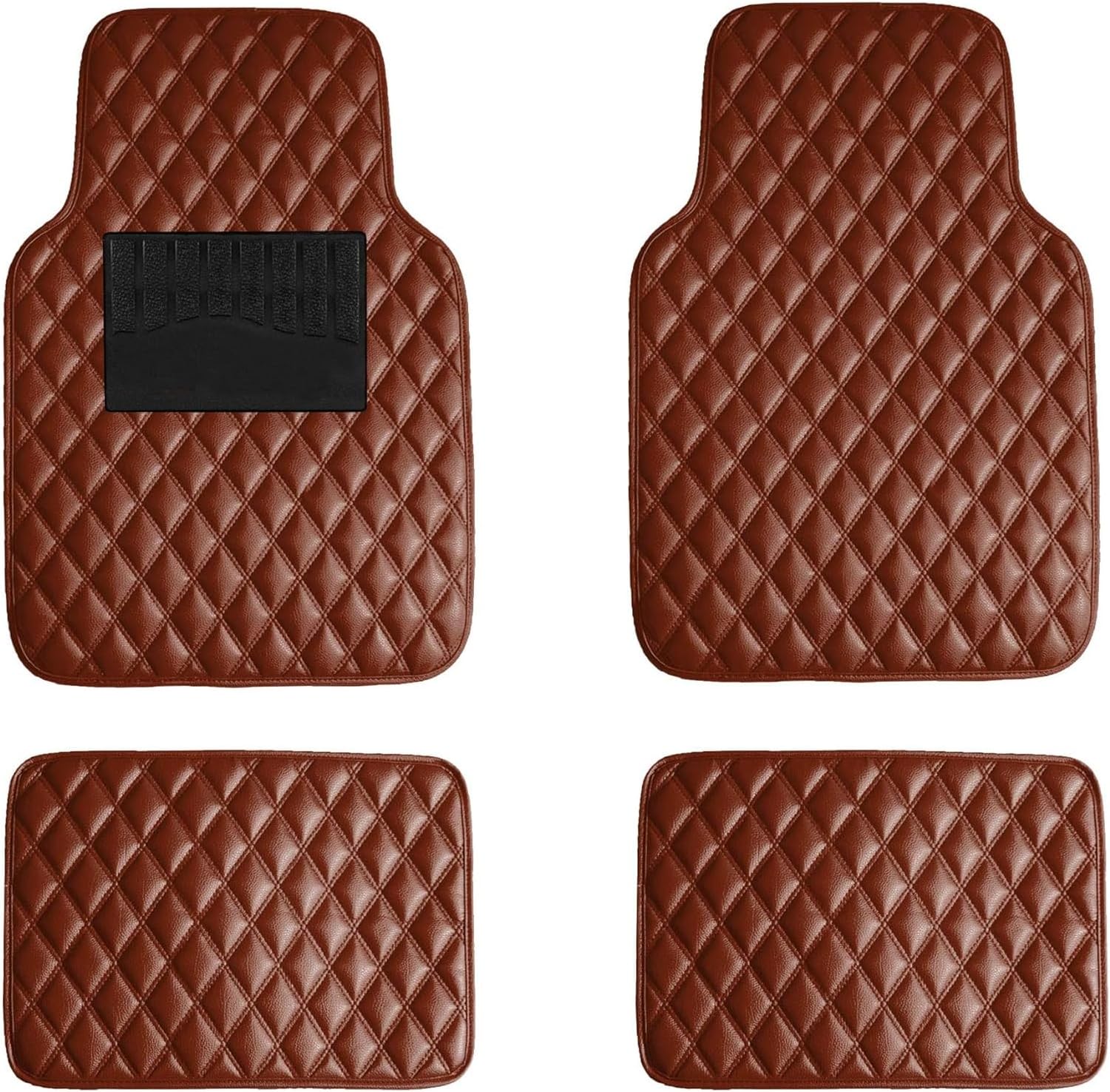 Car Leather Floor Mats for Audi A1 A3 A4 A5 A6 A7 A8 TT Q2 Q3 Q5 Q7 Q8 S-Line Convertible Coupe Sportback Estate, 4Pcs Custom Automotive Non-Slip Carpets, Front Rear Row Foot Cargo Liners Pads
