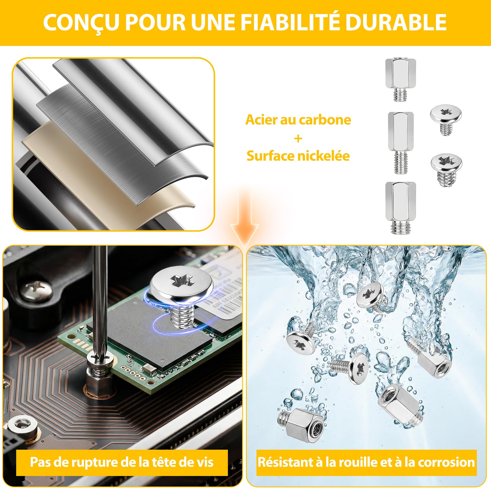 IEAWISL M.2 SSD Screws Kit, NVMe Screws for ASUS MSI Gigabyte Asrock Motherboard, 34Pcs M.2 SSD Screws Standoffs for Laptop PC Repair & DIY, Screwdriver Included (Silver) - 5