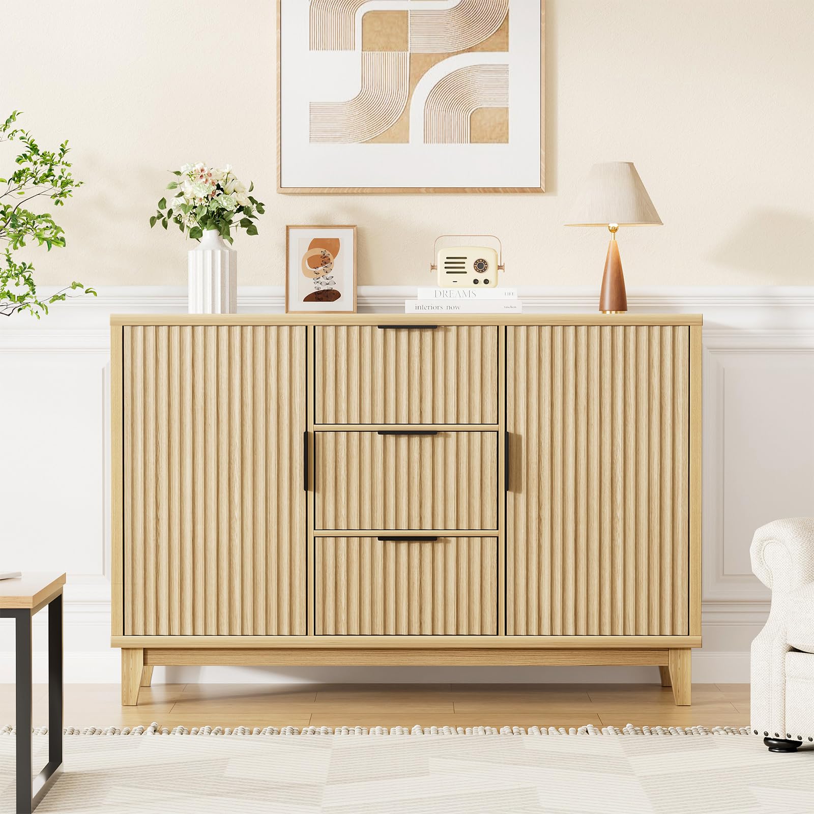 FiveWillowise Fluted Storage Cabinet
