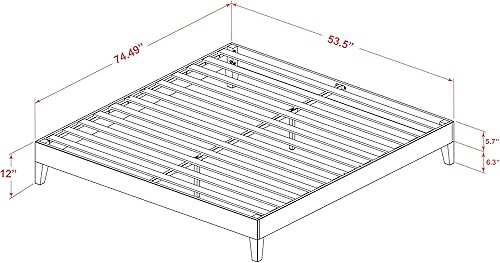 Miniatura 2 de East West Furniture NVP-23-Q - Base de cama de plataforma tamaño Queen con 4 patas de madera dura y 2 patas centrales adicionales, acabado de roble