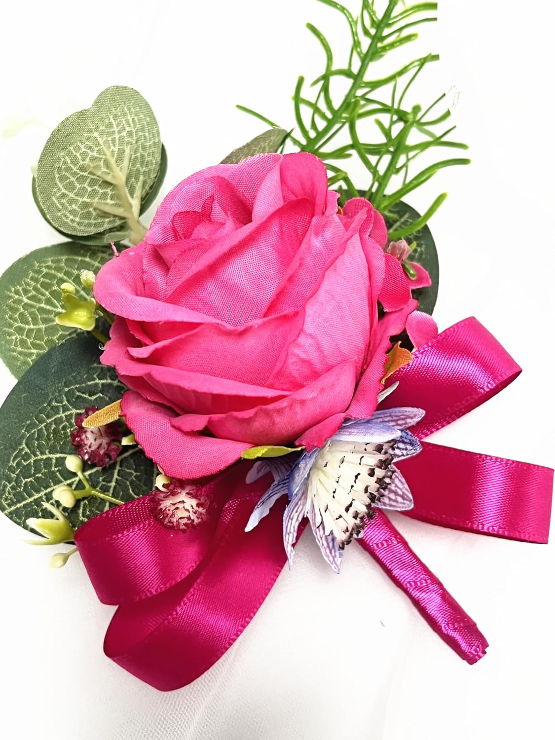 Prom Calla LilyRose Corsage and Boutonniere Set Artificial Rose Wedding Corsage Flowers Prom Party Suit Decoration (Pink) - Image 4