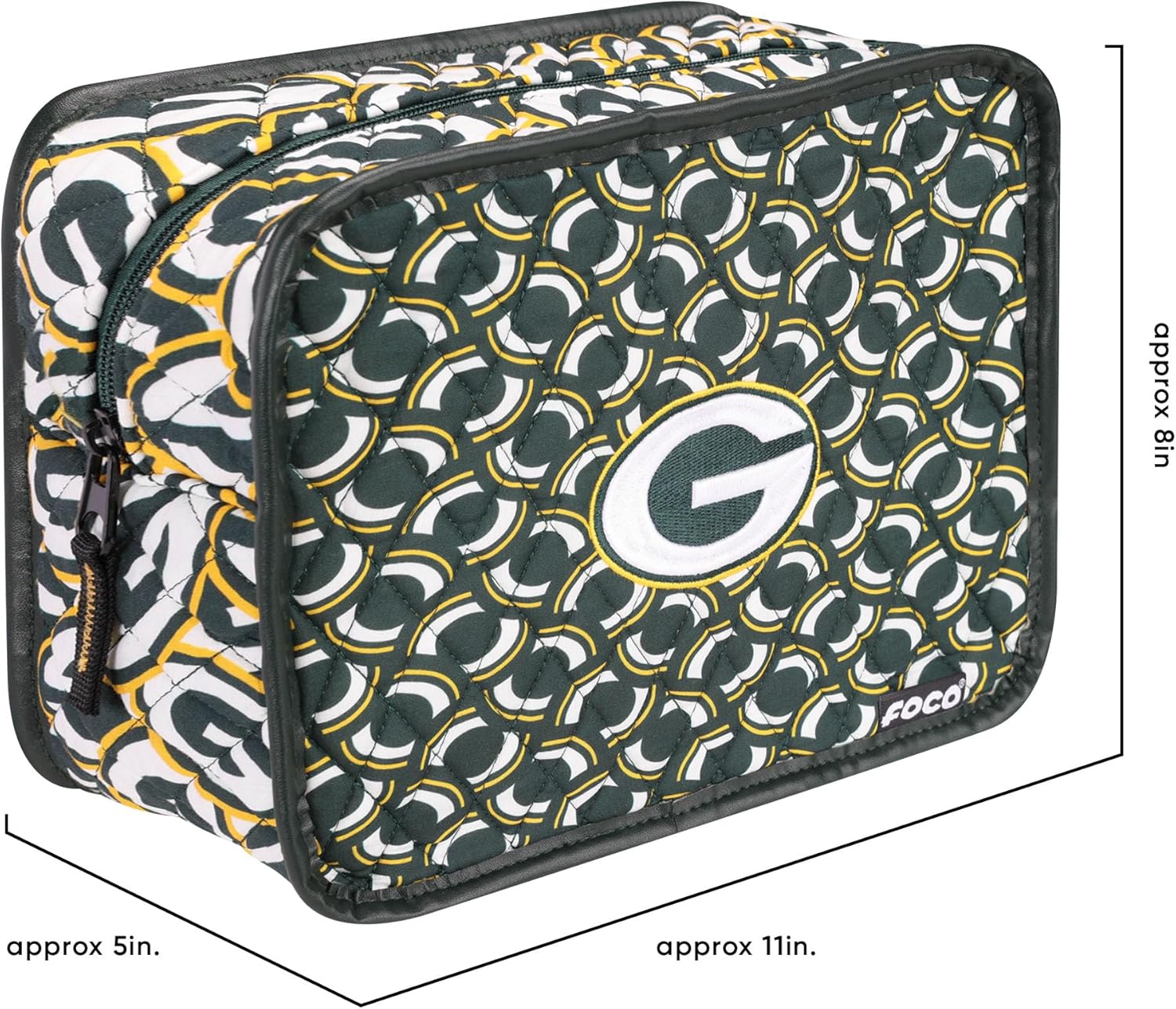 FOCO NFL Logo Quilted Printed Cosmetic Toiletry Bag, Team Color