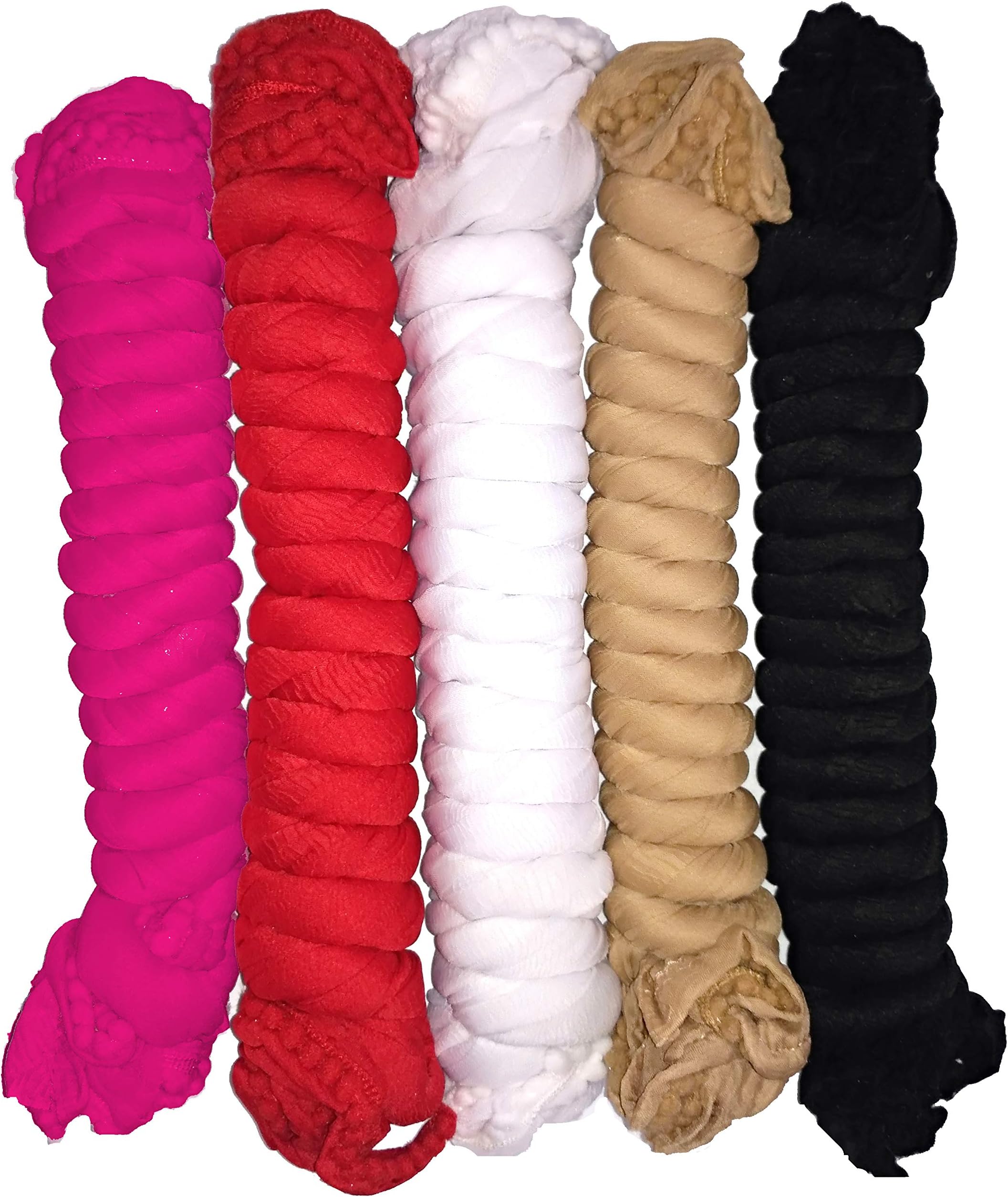 YOUTHQUAKE Women's Solid Casual Faux Chiffon Multi Color Dupatta With Pum Pum Lace (Combo of 5)