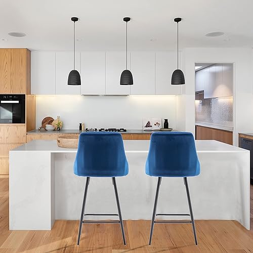 Miniatura 2 de BTEXPERT Juego de 2 sillas de bar de comedor tapizadas de alta calidad de 25 pulgadas de altura, taburetes de bar con respaldo alto, taburetes de