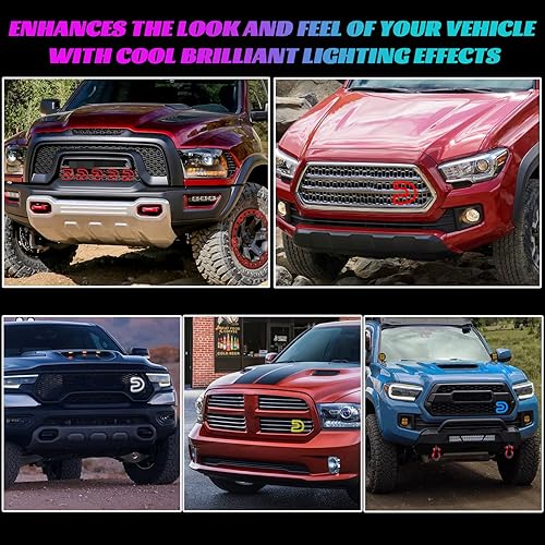 Miniatura 5 de Anillo C universal RGB LED emblemas luz decorativa parachoques delantero lámpara con halo multicolor apto para Cummins Cumins Dodge Ram 1500 2500