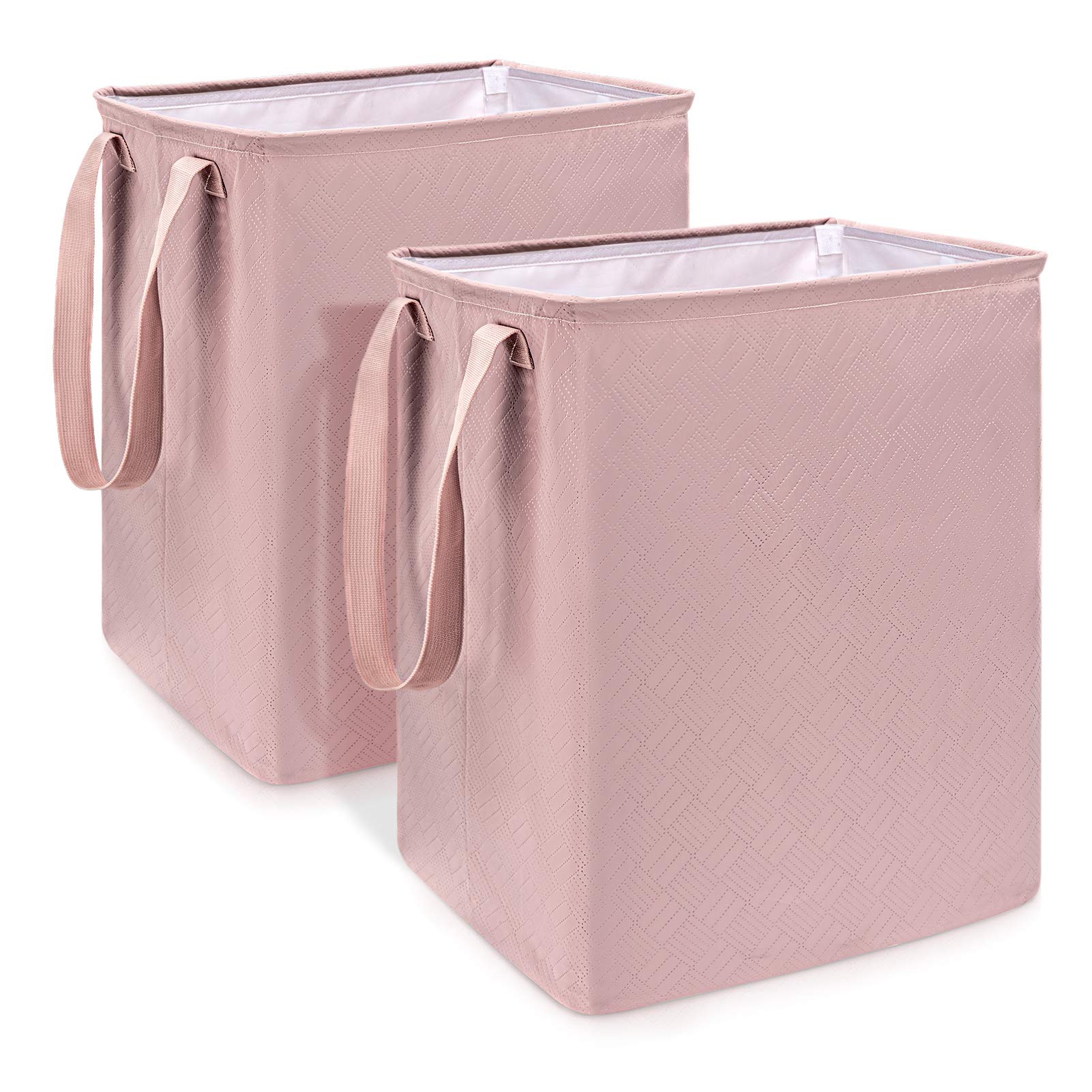 2 Pack Laundry Basket, NOBLE DUCK 65L Pink Collapsible Foldable Laundry Hamper with Handles and Detachable Well-holding Brackets for Dirty Clothes, Toys Organizer