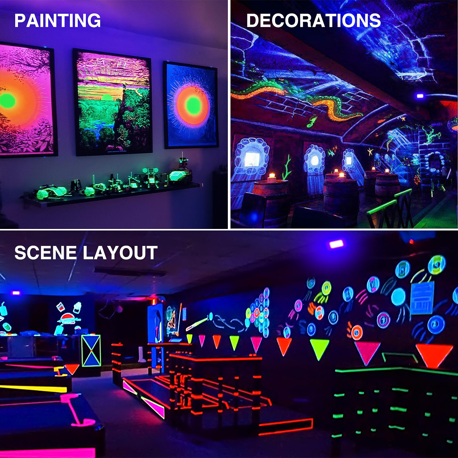 Onforu 2 Pack 30 W Luz UV, Foco UV Ultravioleta, Luz Negra Impermeable IP66, Fluorescente Lámpara de Escenario Blacklights para Halloween Bar Club DJ Discoteca Fiesta Pinta Corporal Gimnasio