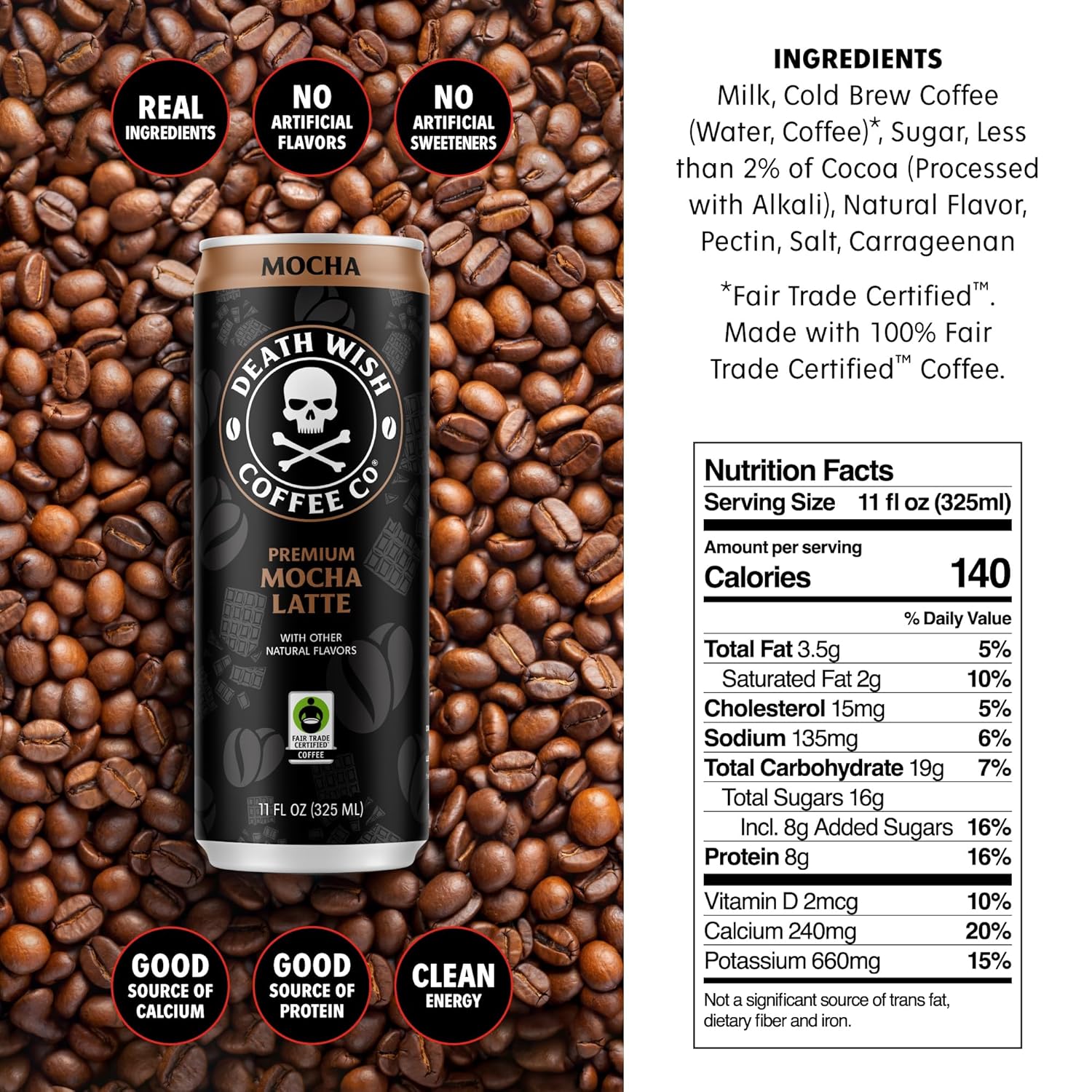 Death Wish Coffee, Iced Coffee Cold Brew, 8g Protein, Fair Trade (Mocha Latte) - Image 2