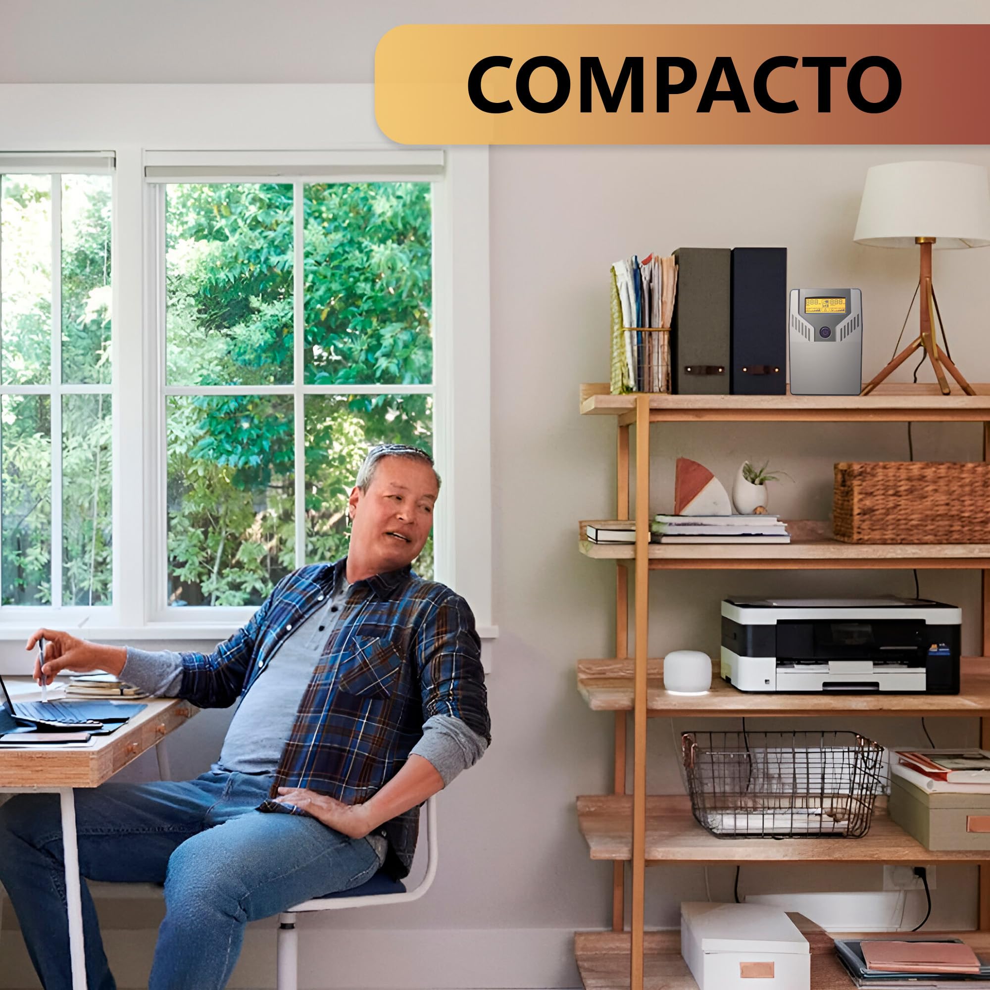 SAI Sistema de Alimentación Ininterrumpida - Ups Router 650VA (360W) 230V - Estabilizador de Corriente Interactive Senoidal AVR 2X Schuko Tomas con Pantalla LCD - SAI Router