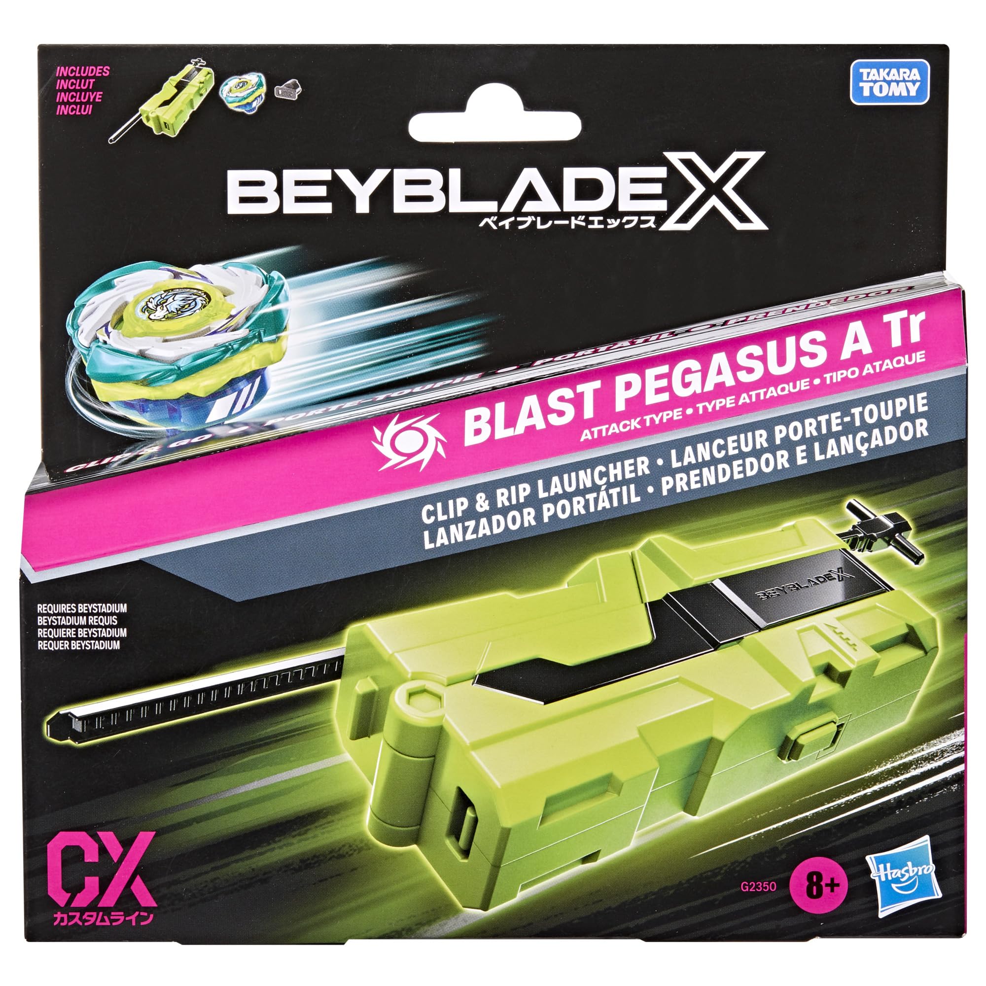 Zestaw Beyblade X z wyrzutnią Clip & Rip i prawoskrętnym bączkiem Takara Tomy rodzaju: atak, zabawki z bączkami do walki, wiek: od 8 lat